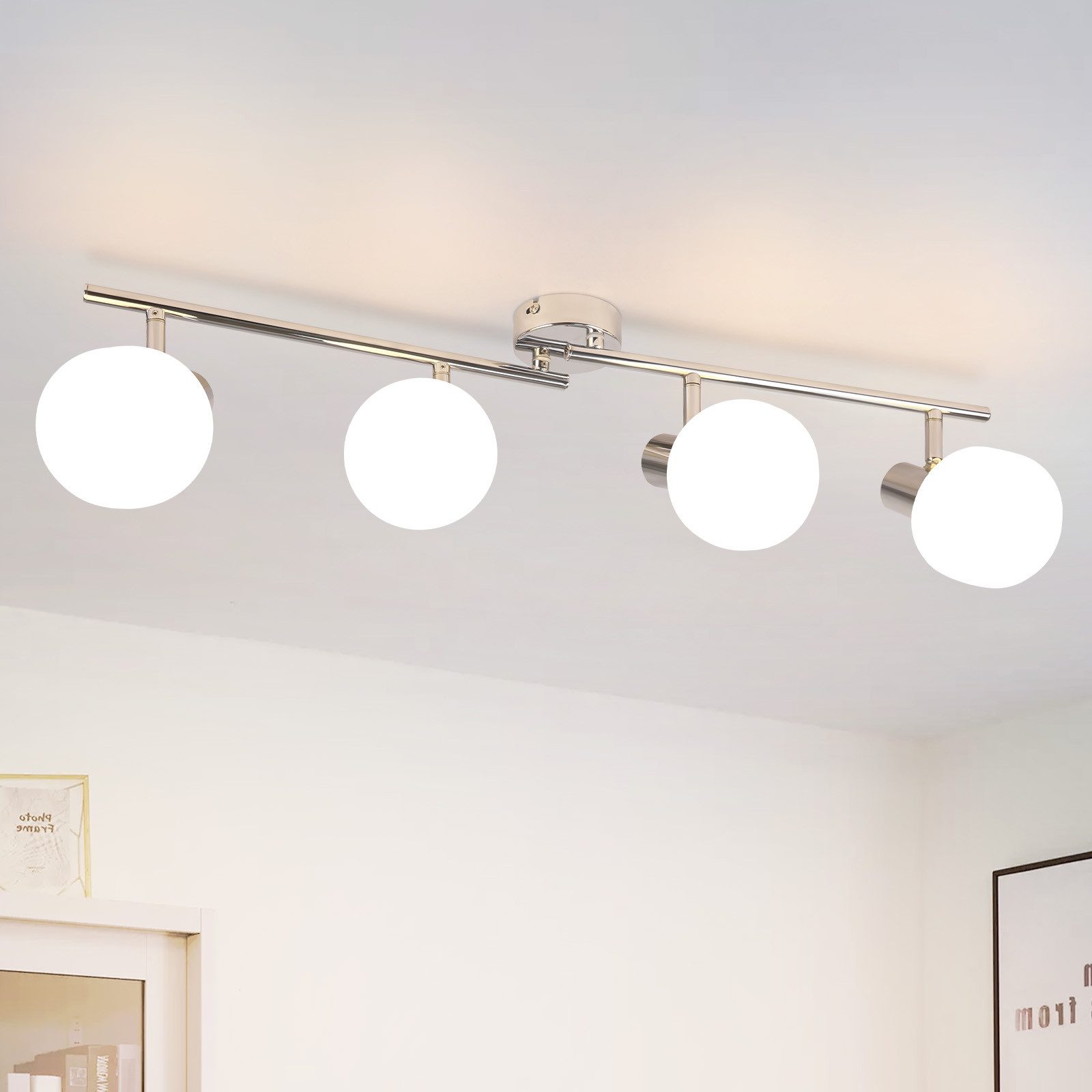 Nettlife Deckenstrahler Weiß Glas E14 Deckenleuchte 3/4/6 Flammig Innen Lam günstig online kaufen