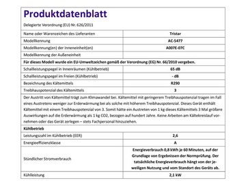 Tristar 3-in-1-Klimagerät, Mobile Klima-Anlage Standgerät, Luftkühler, Entfeuchter & Ventilator