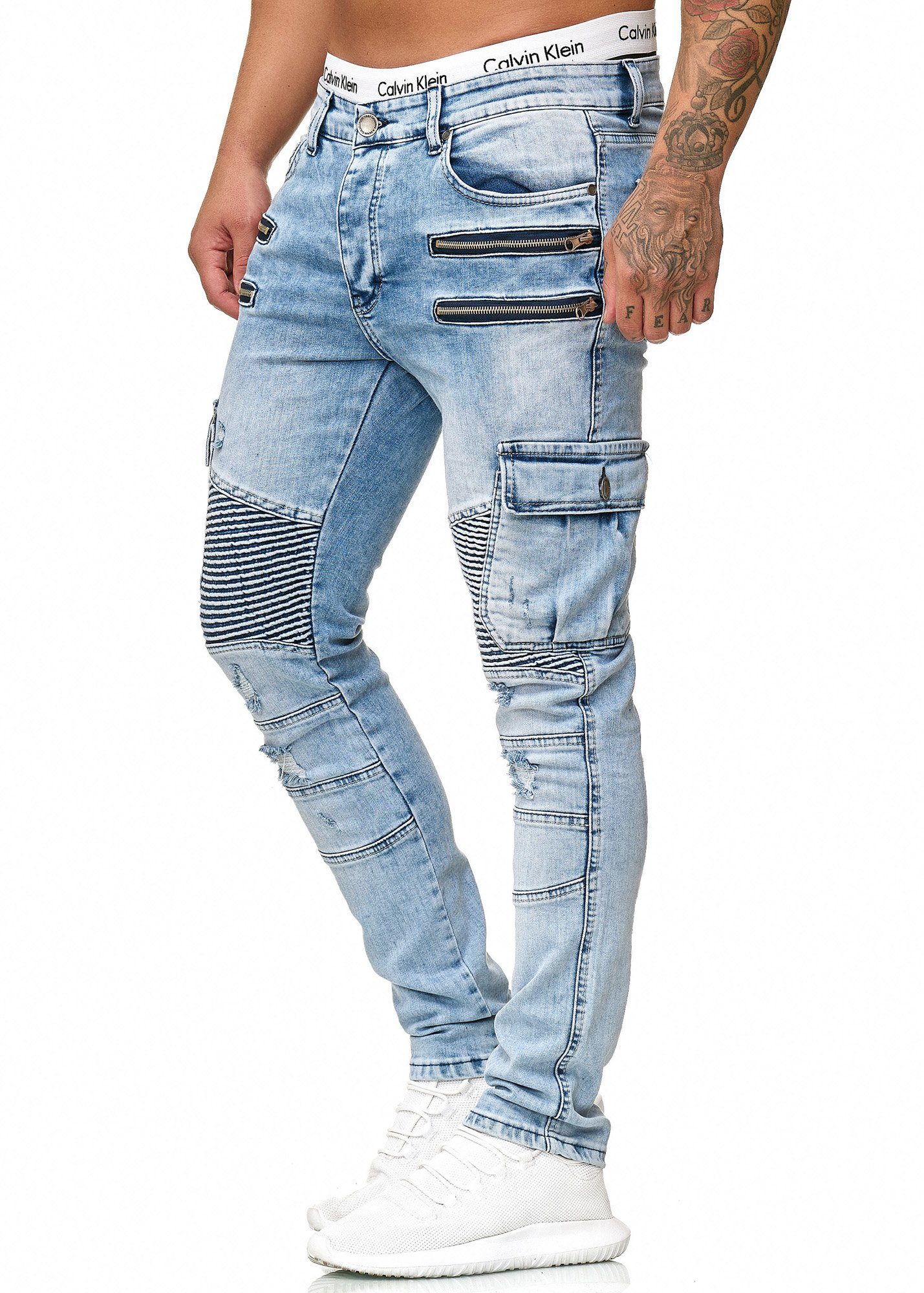 Code47 Regular-fit-Jeans Code47 Herren Jeans Hose Jeanshose Stretch Blau  Freizeithose Denim