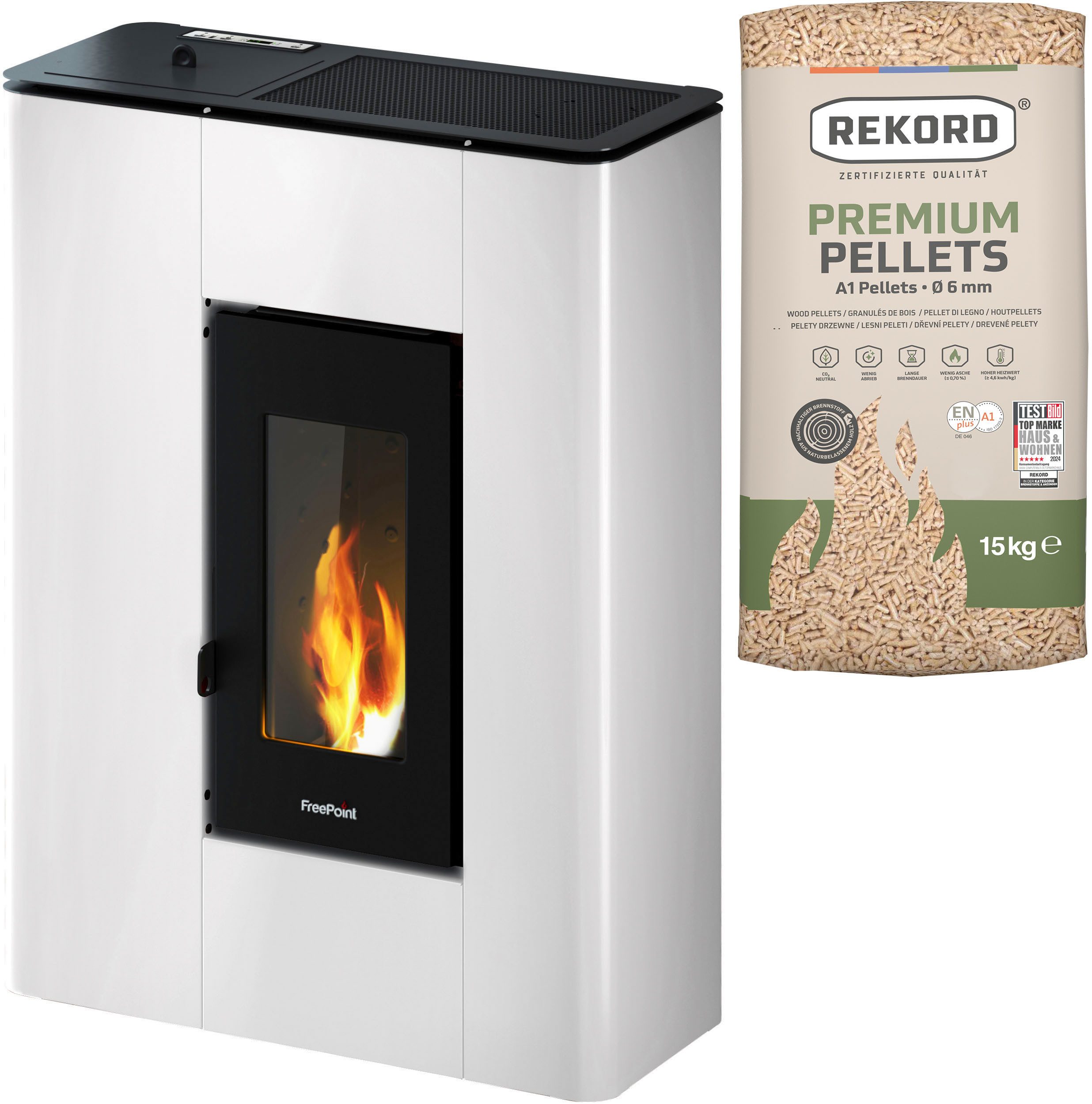 Freepoint Pelletofen »Atrium 5« Weiß, 5,2 kW, Zeitbrand