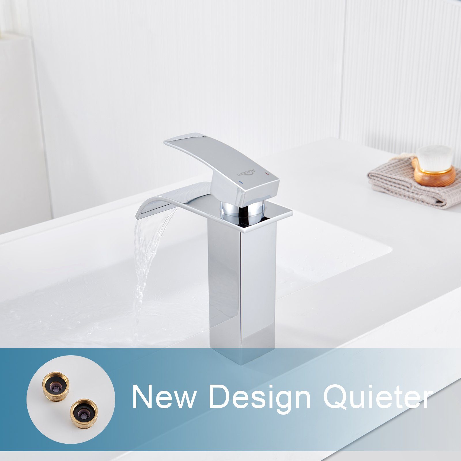 Einhand Waschbecken Wasserfall-Design Waschtischarmatur Auralum Badarmatur Mischbatterie Wasserfall Wasserhahn