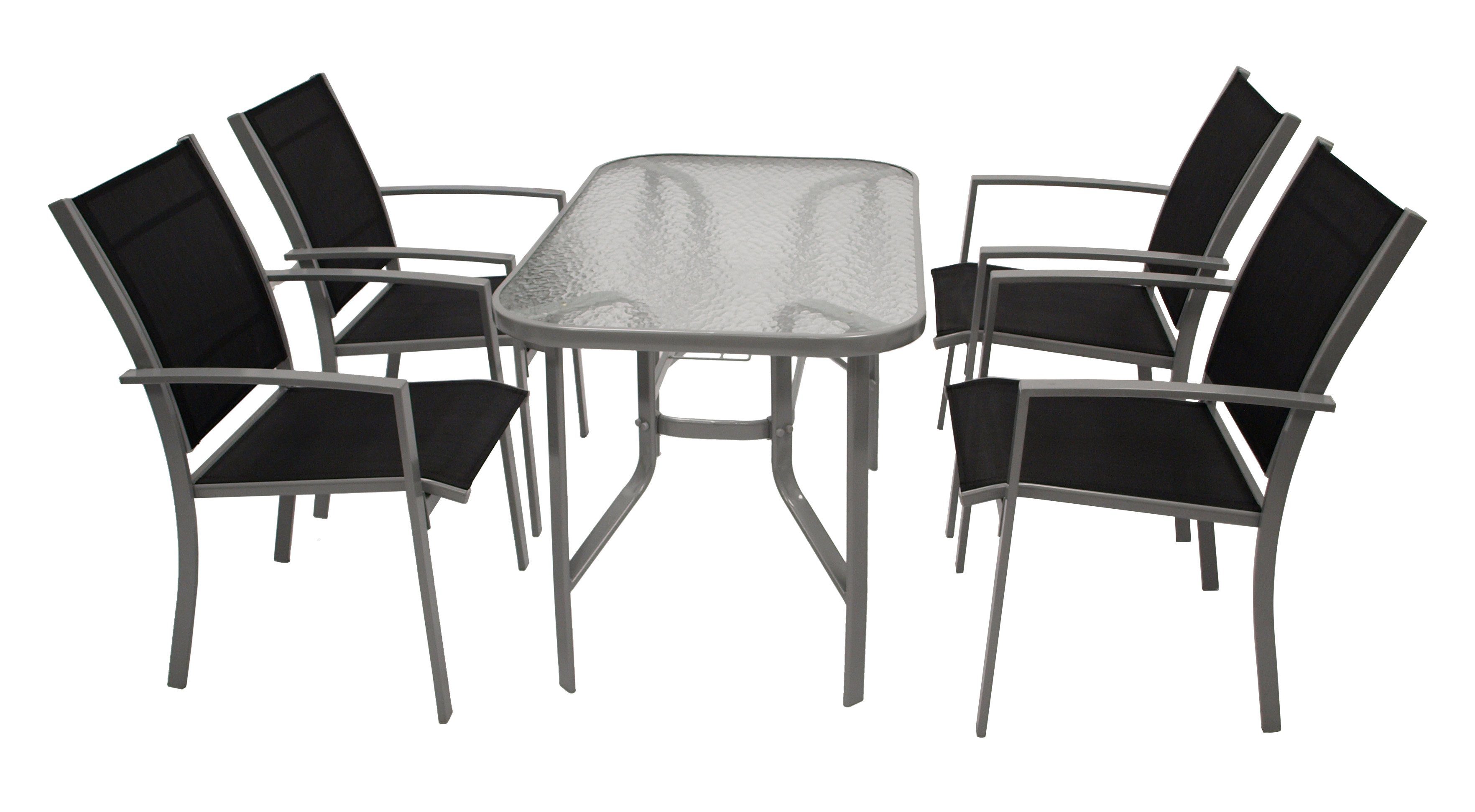 DEGAMO Garten-Essgruppe PINO, (5-tlg), Gestell Metall grau, Sitz- und Rücke günstig online kaufen