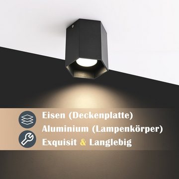 ZMH LED Deckenstrahler Deckenspots LED Aufbauspot GU10 Deckenleuchte 1 Flammig, ohne Leuchtmittel, Rund Spotleuchte Aufbauleuchte für Küche Wohnzimmer, Schwarz