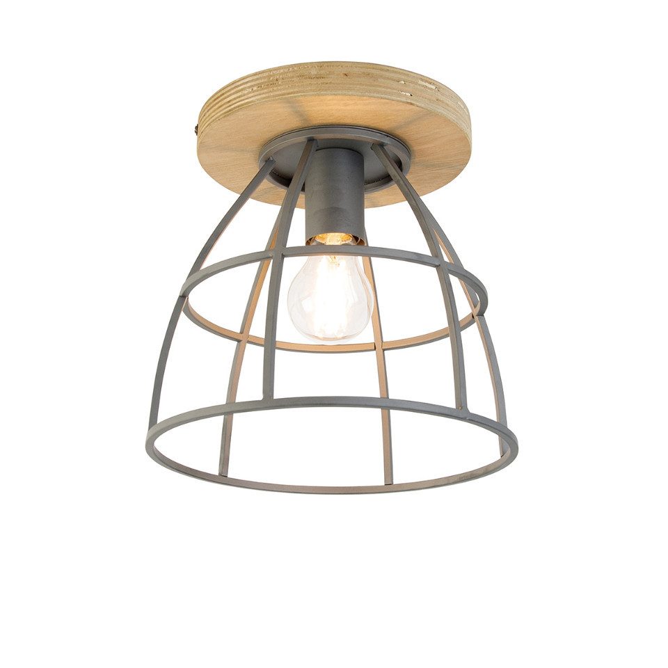 Qazqa Deckenleuchte Arthur, Dimmbar, LED wechselbar, Warmweiß, QAZQA Deckenleuchte, e27, Braun, Stahl, Industrie