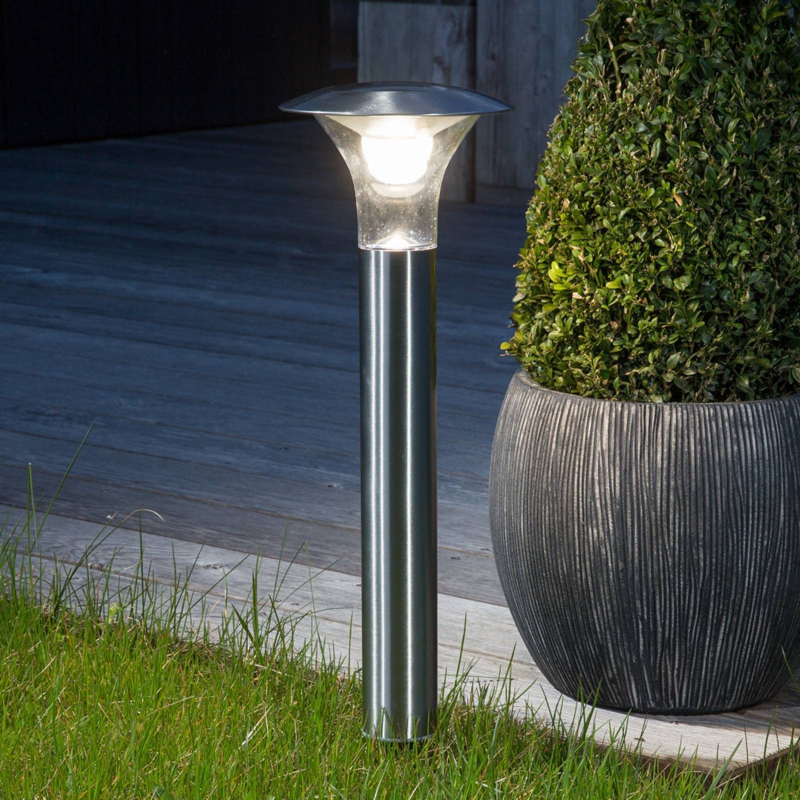 Lindby Außen-Stehlampe Jolin, LED, Edelstahl Alu universalweiß IP44, 1 x 0,5 W LED, universalweiß