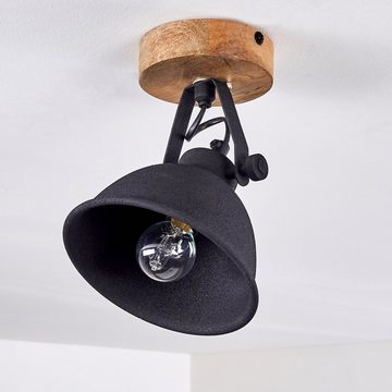 hofstein Deckenleuchte »Zurin« verstellbare Wandlampe, Holz/Metall, schwarz-matt/braun, ohne Leuchtmittel, 1x E14 Fassung, beliebig dreh-/schwenkbar, Industrial 1-flammig