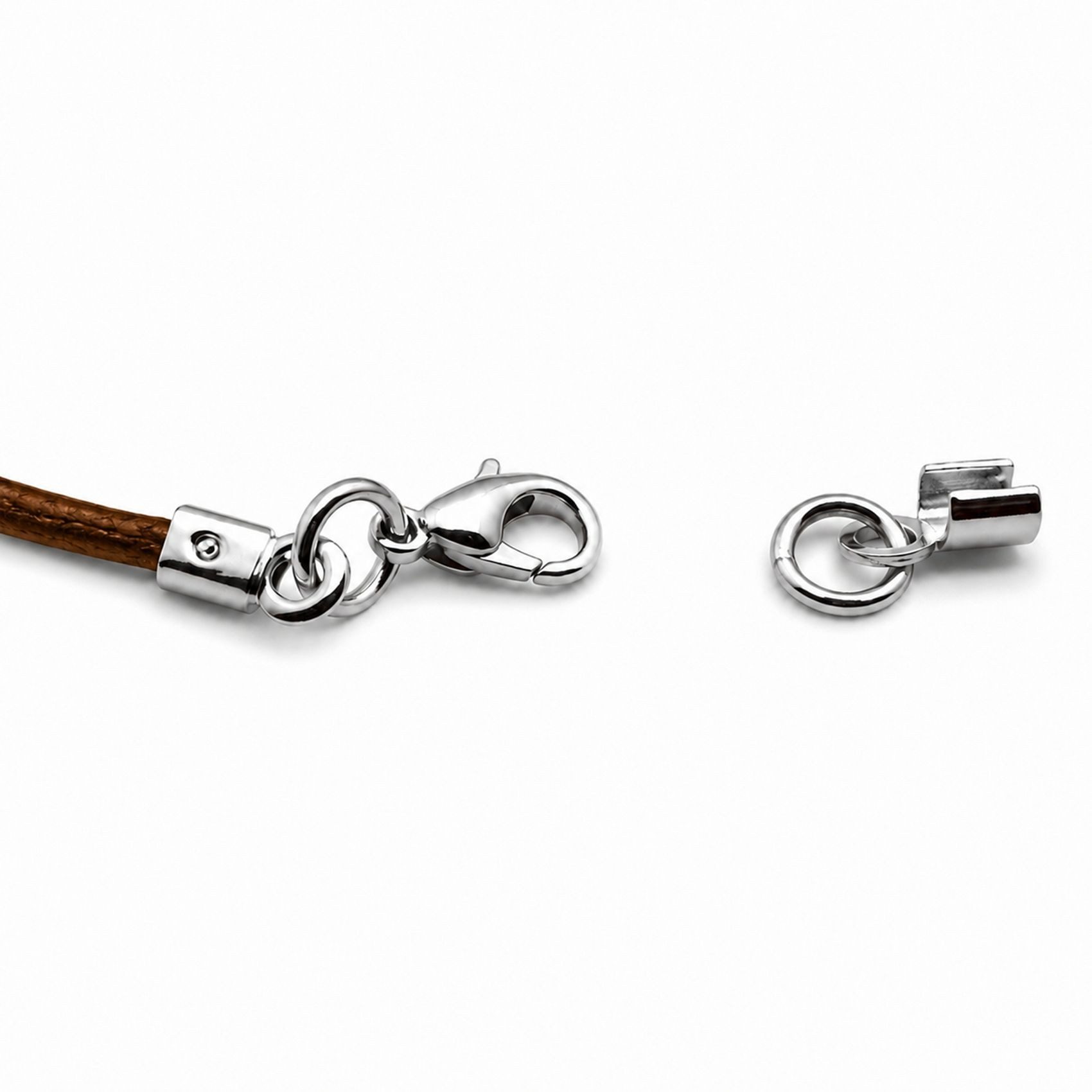 unbespielt Lederband Lederband Braun Karabinerverschluss Silberfarben Länge 1 m kürzbar, Modeschmuck für Damen und Herren – Bild 5 von 5