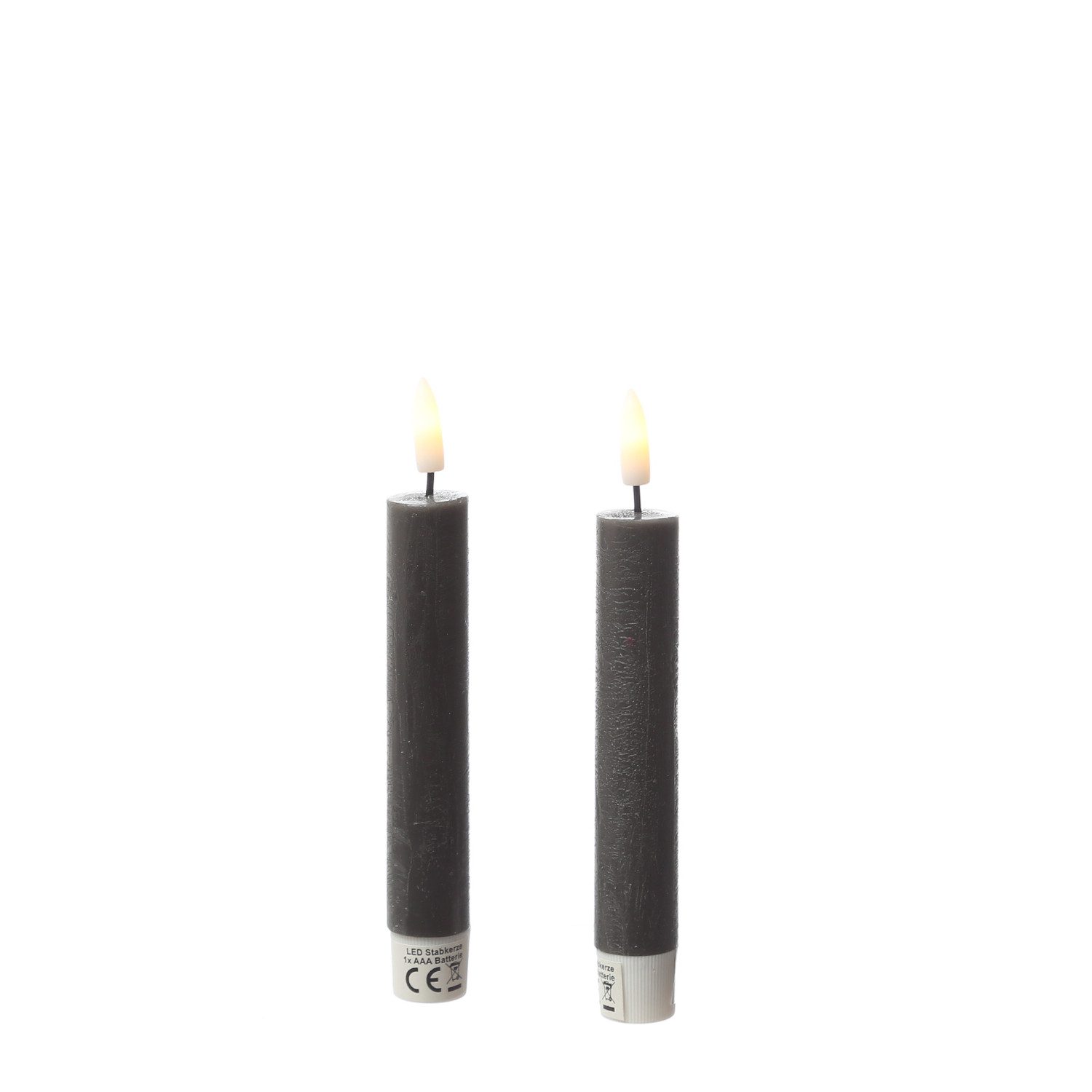 Adilina LED-Kerze LED Stabkerzen Tafelkerzen Dinner Spitzkerzen rustikal 16cm grau 2St, warmweiß (2100K bis 3000K) – Bild 2 von 5