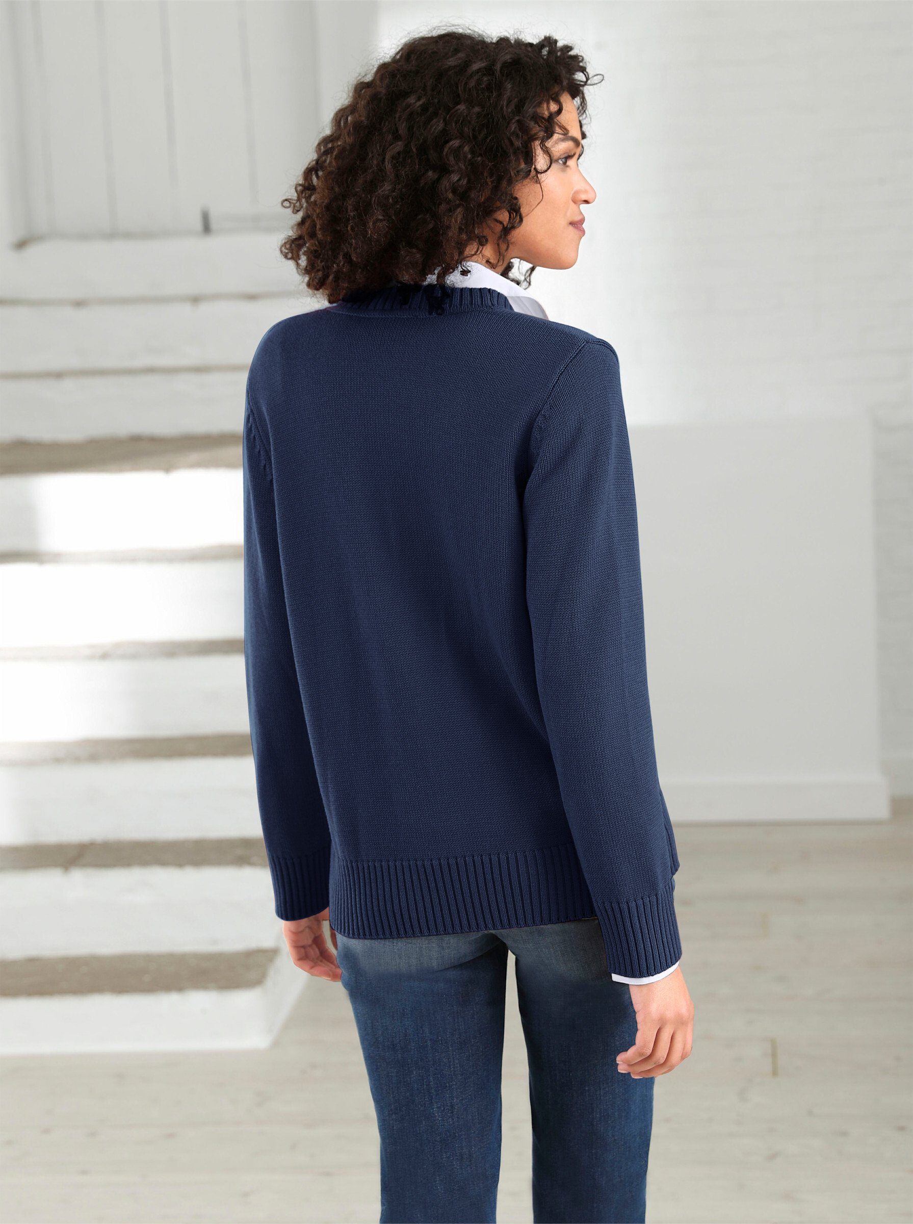 Witt Strickjacke Strickjacke Langarm Materialmix