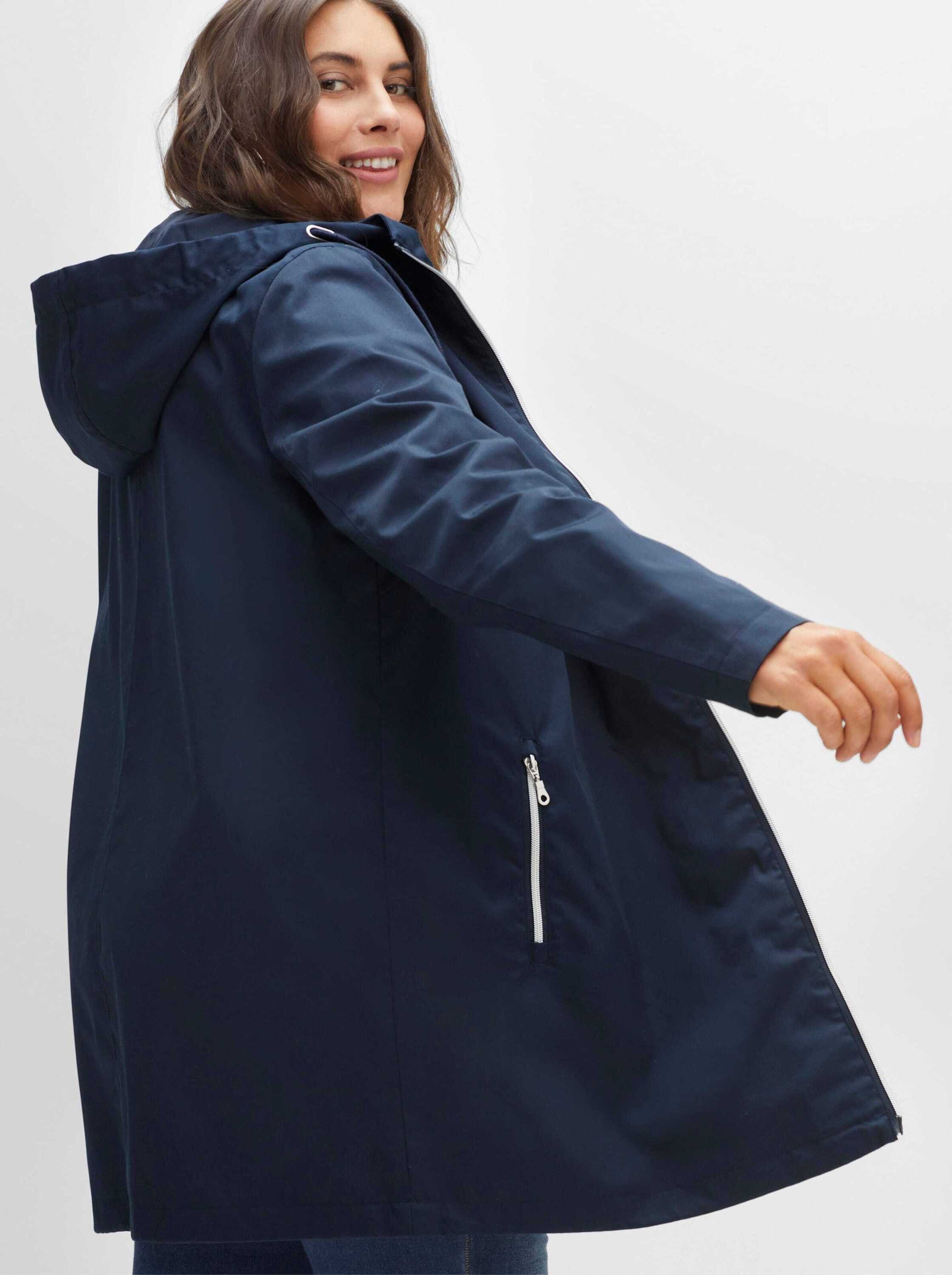 Sheego Winterjacke Outdoorjacke Langarm in A-Linie, mit Kapuze und Tunnelzug – Bild 3 von 5