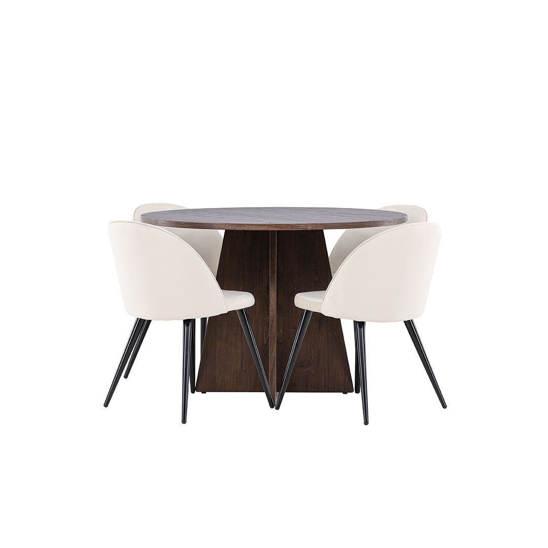 ebuy24 Essgruppe Bootcut Essgruppe Tisch Ø110cm und 4 Velours Stühl