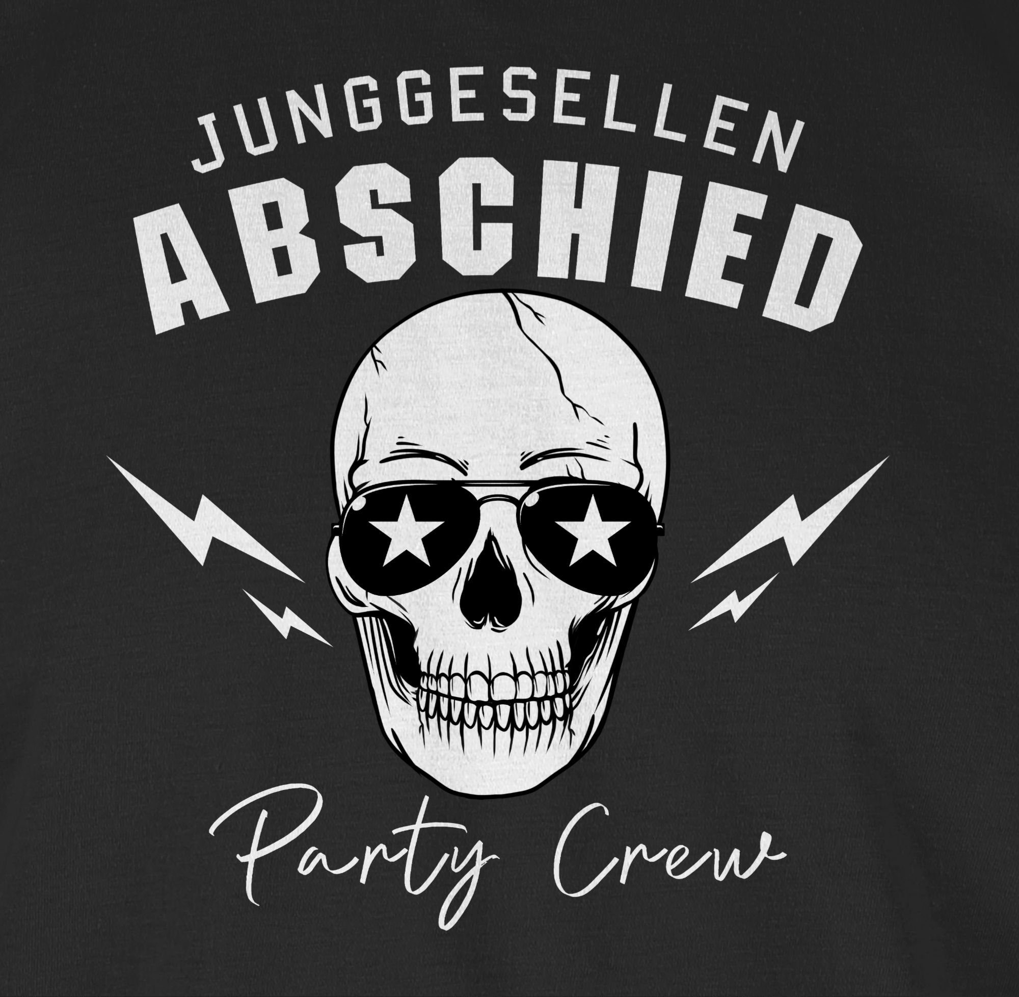 Männer Crew weiß Junggesellen JGA Shirtracer Totenkopf T-Shirt Party Abschied Schwarz 01