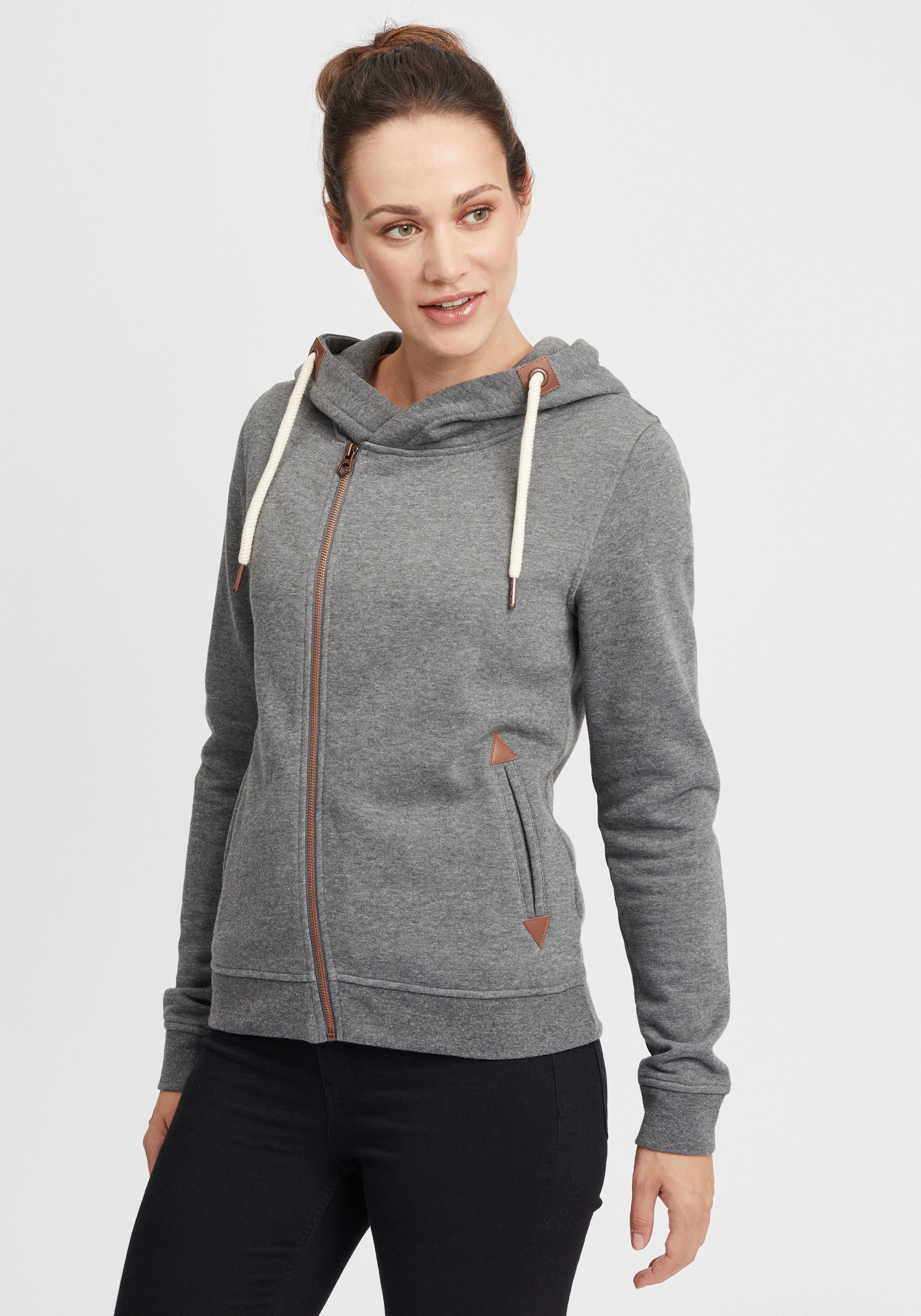 OXMO Kapuzensweatjacke OXVicky Sweat Zip-Hoodie Sweatshirtjacke mit asymmet günstig online kaufen