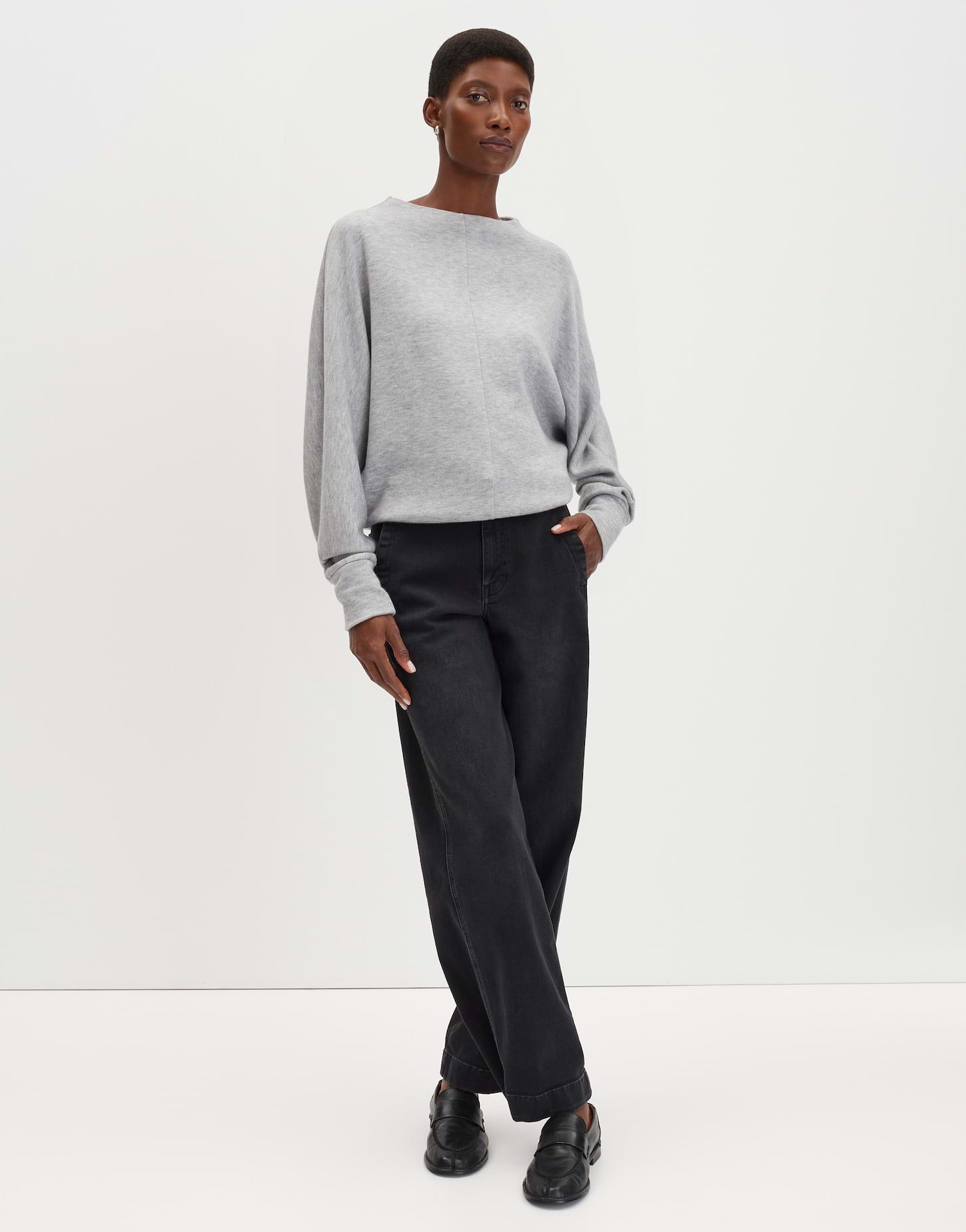 someday Sweatshirt UTIBBY DETAIL Loose aus weichem Viskose Mix Leicht transparentes Sweatshirt mit Funnel Neck