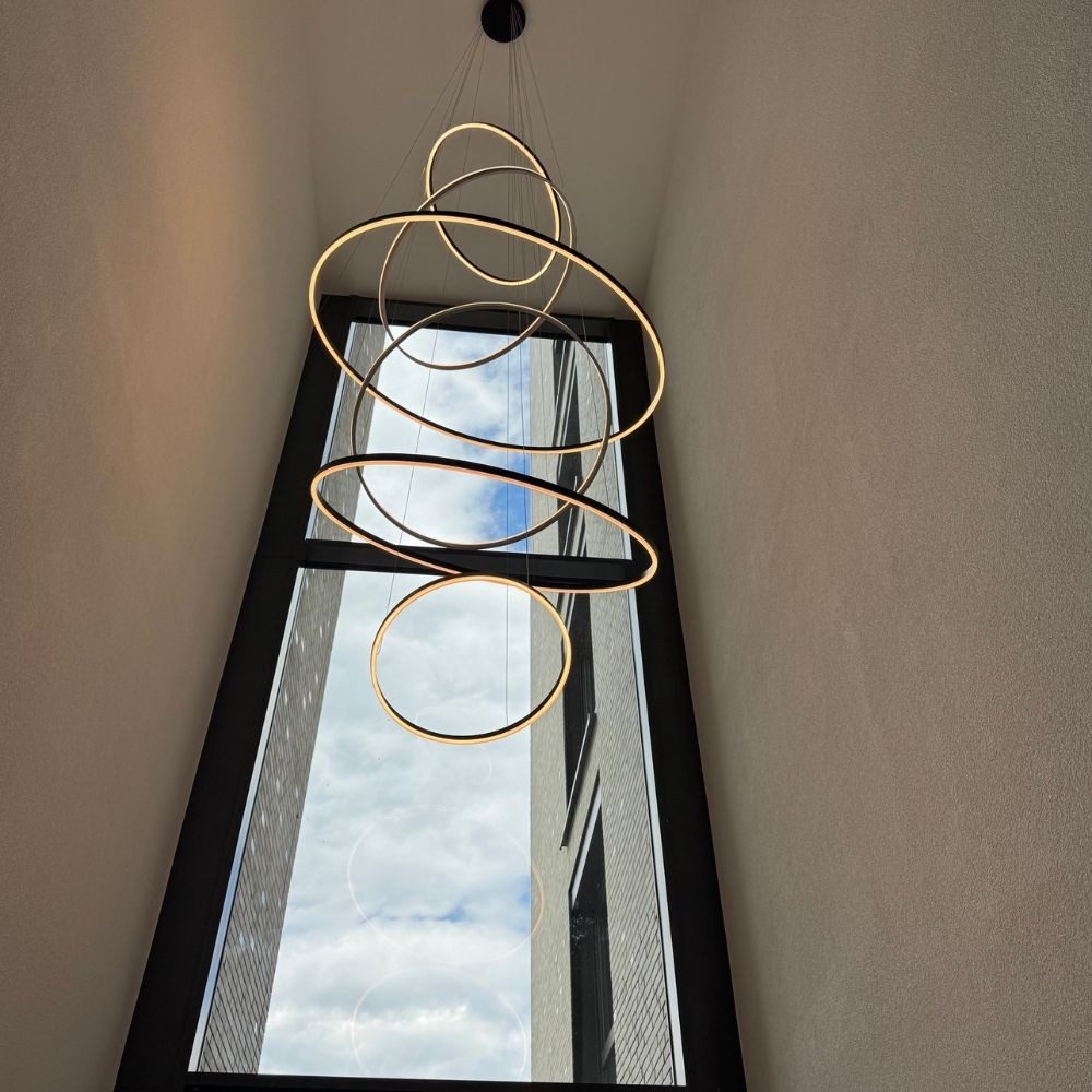 s.luce Pendelleuchte LED Pendelleuchte Ring 80 direkt oder indirekt 5m Abhängung Aluminium, Warmweiß