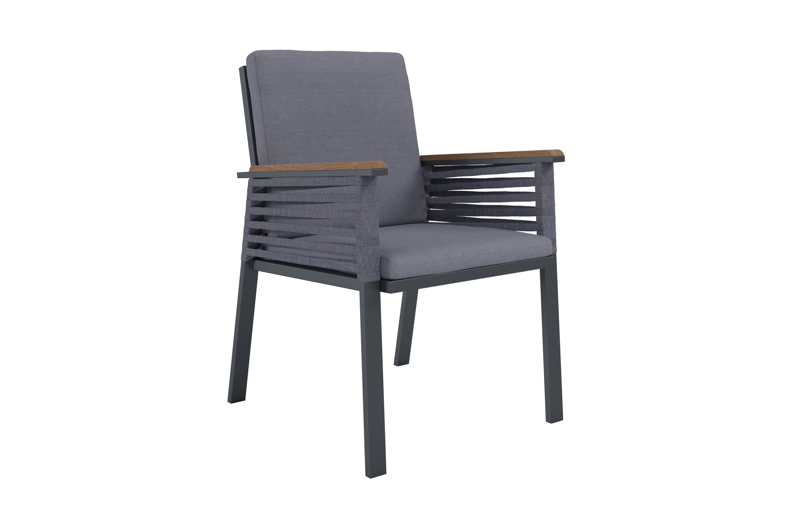KONIFERA Garten-Essgruppe Diningset »Edessa«, (Set, 25-tlg., 8 Sessel, Tisch 97x220x74cm, inkl. Auflagen), Armlehne mit Seilgeflecht und Nonwood-Latten – Bild 4 von 5