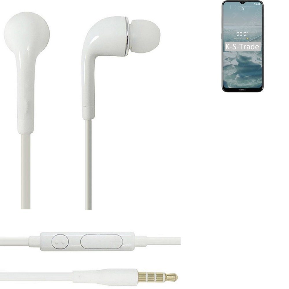 K-S-Trade für Nokia G20 In-Ear-Kopfhörer (Kopfhörer Headset mit Mikrofon u Lautstärkeregler weiß 3,5mm)