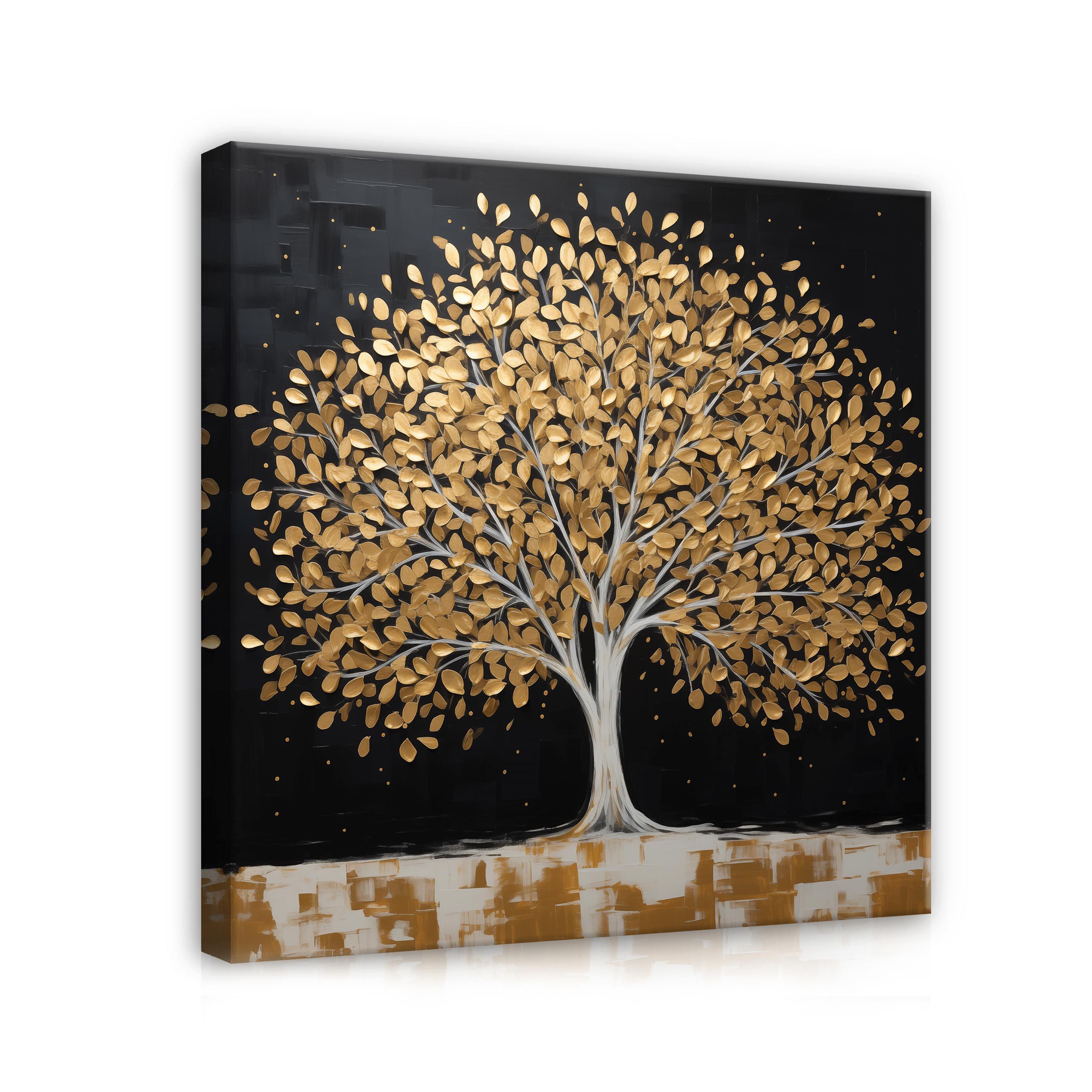 Wallarena Leinwandbild Baum Gold Abstrakt Modern XXL Leinwandbilder Bilder günstig online kaufen