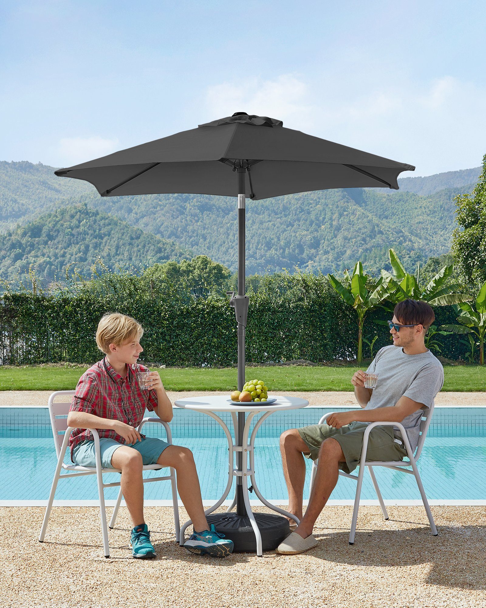 SONGMICS Sonnenschirm, UPF 50+, mit Kurbel, beidseitig um 30° knickbar, ∅20 günstig online kaufen