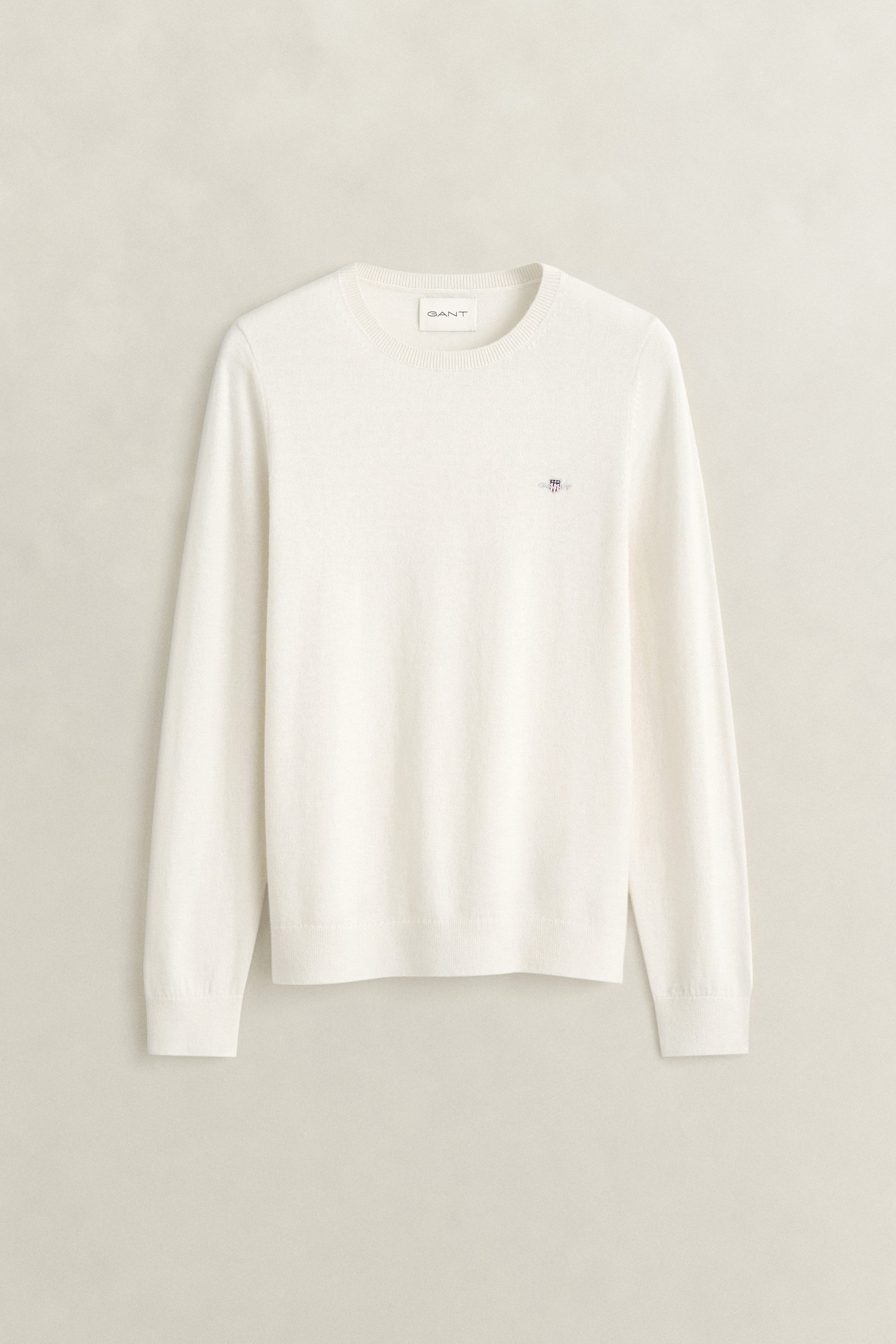 Gant Rundhalspullover WOOL COTTON C-NECK aus Wolle und Baumwolle