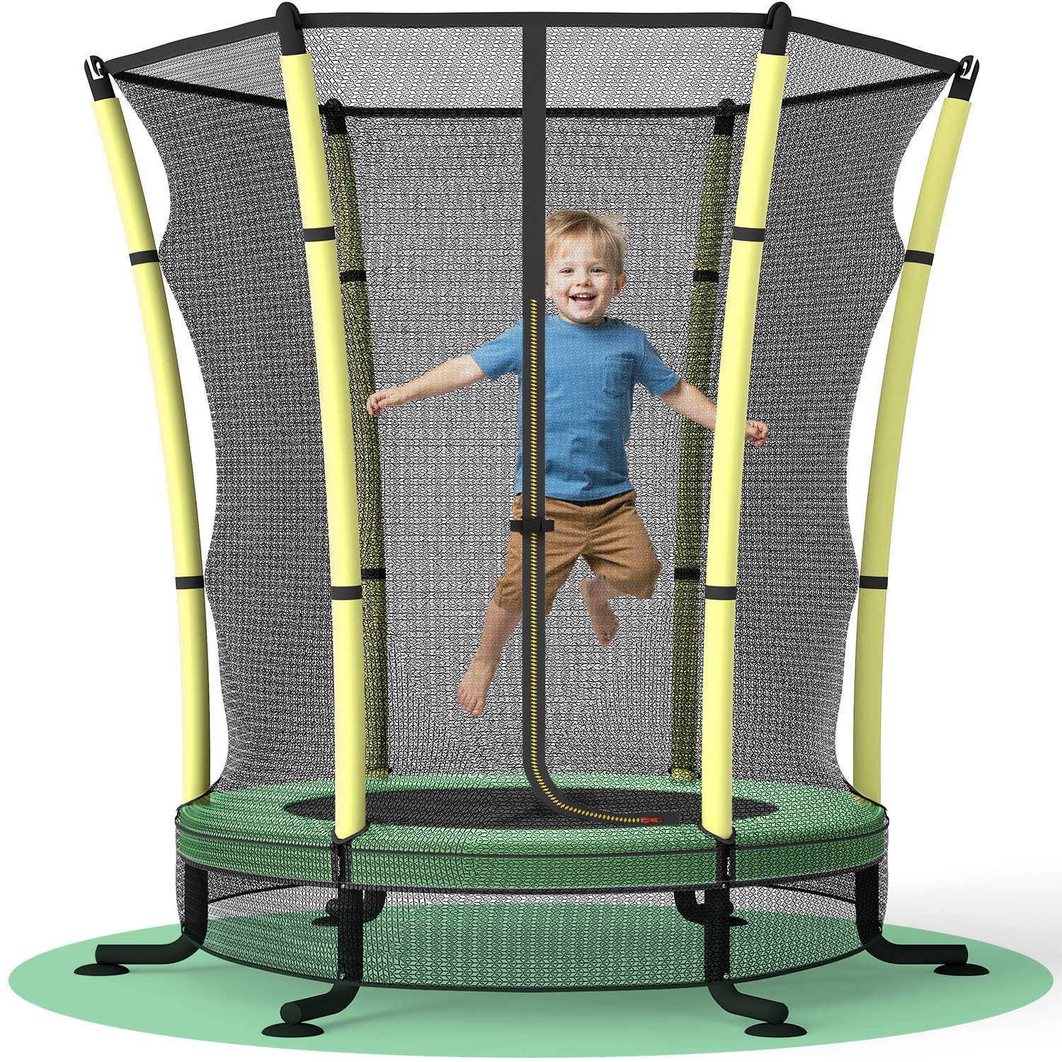 GUNJI Gartentrampolin Kindertrampolin, Gartentrampolin mit 140 cm Durchmesser, Ø 140 cm, (Inklusive Schaumstoffpolsterung, für 50 kg ausgelegt, mit Bodensicherheitsnetz ausgestattet)