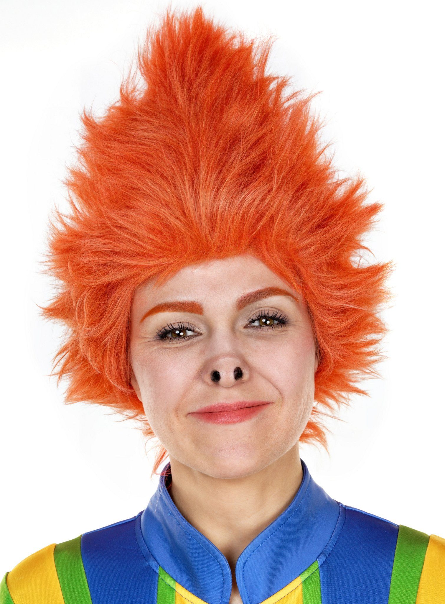 Maskworld Kostüm-Perücke Das Sams – Perücke - Fasching Kostüm Zubehör, Spitz nach oben zulaufende Perücke mit der typischen Wuschelfrisur