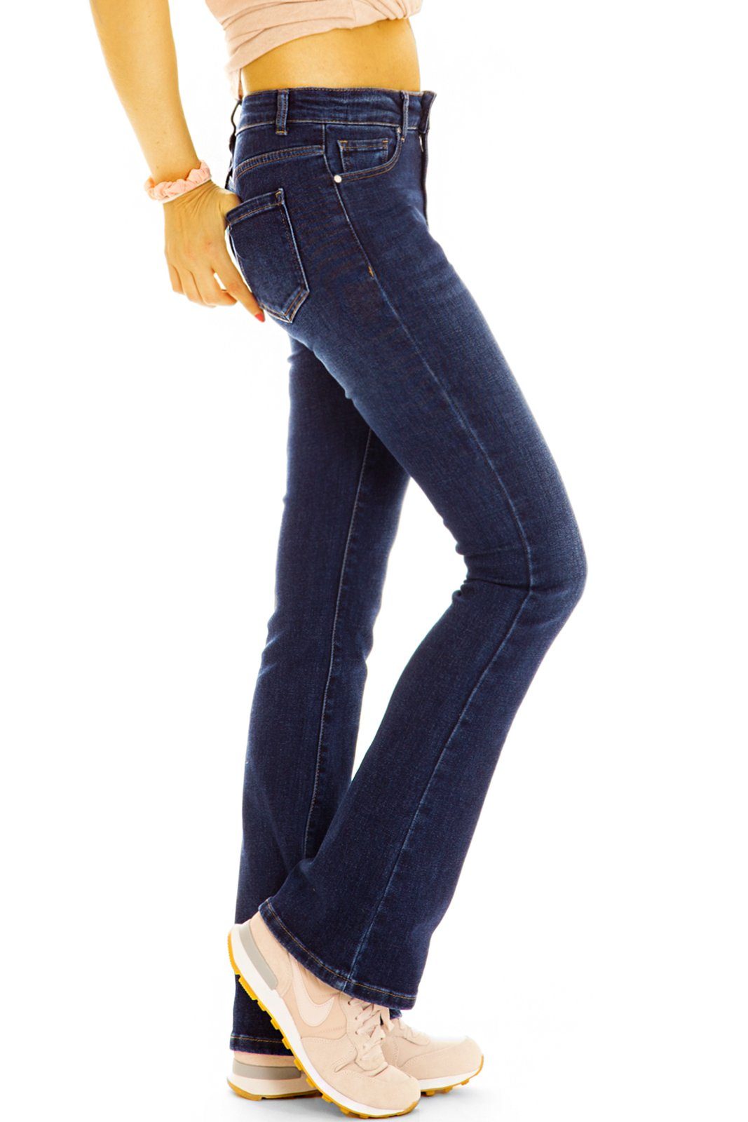 be styled Schlagjeans Low Rise Damen Boot Cut Hüftjeans Schlag Jeans Hose - j2g-1 mit Stretch-Anteil – Bild 4 von 5