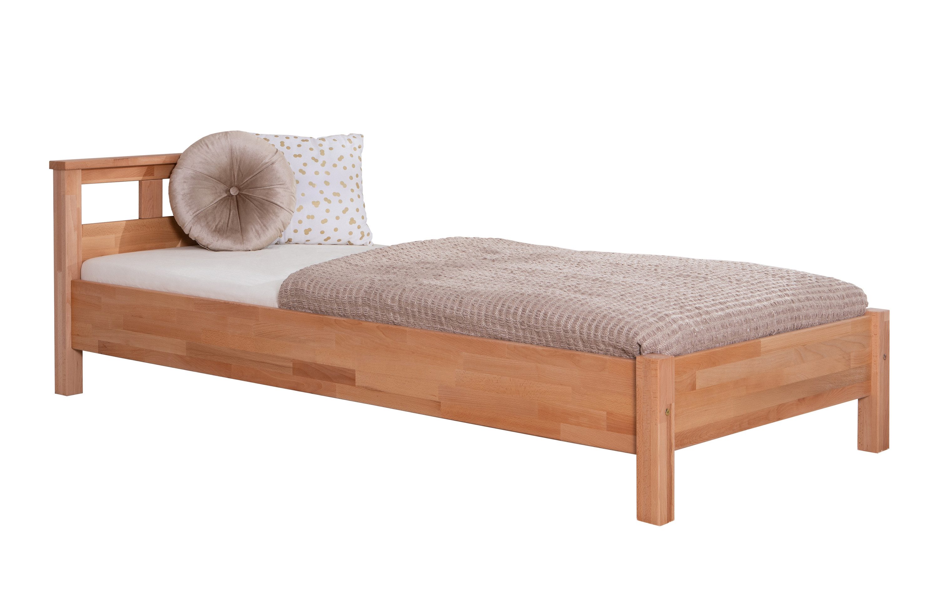 Ticaa Bettgestell Einzelbett und Doppelbett "Merci" Buche Bio-Geölt