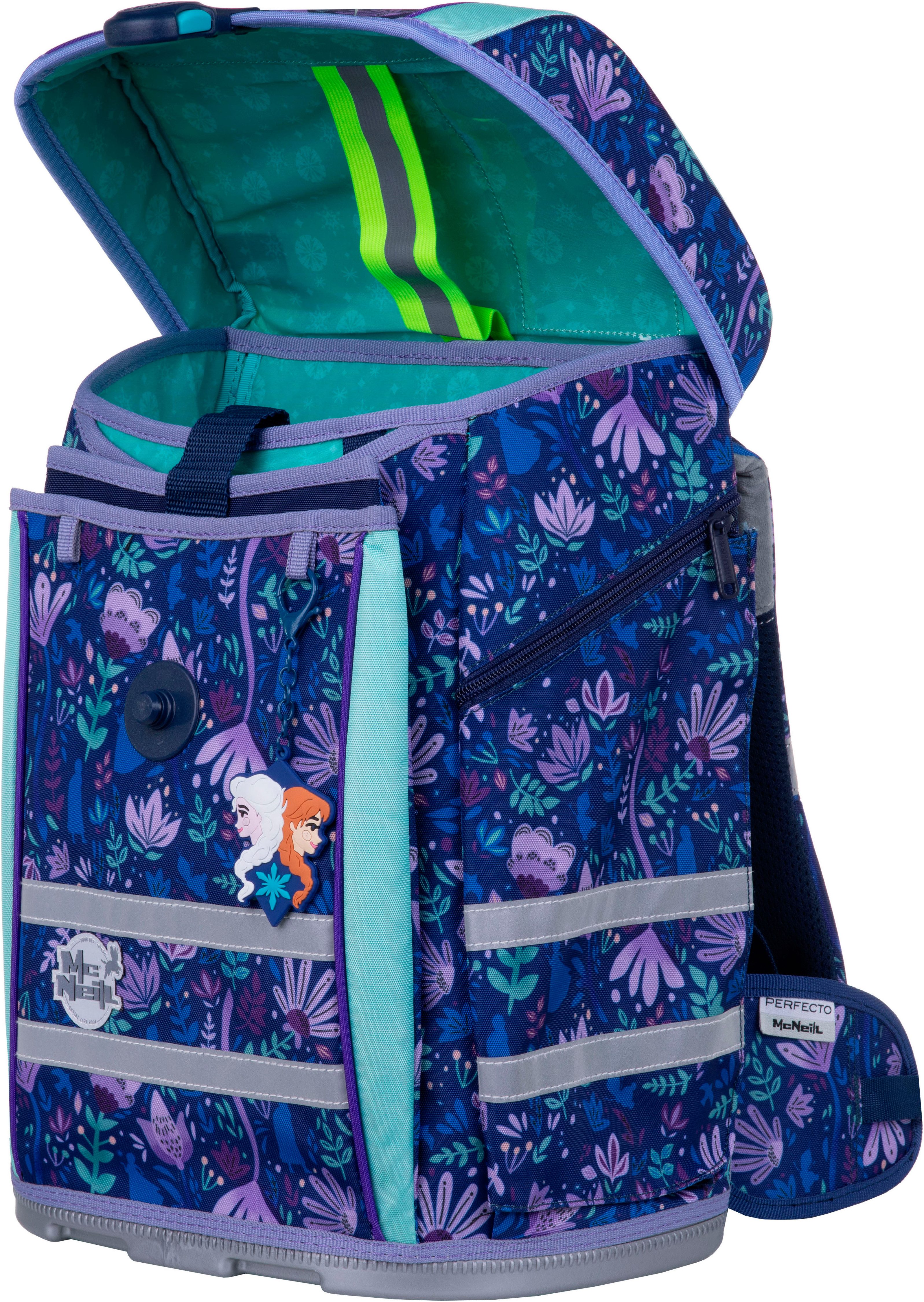 McNeill Schulranzen Perfecto, Frozen II (Set, 5-tlg), inkl. Federmäppchen, Turnbeutel, Schlamperrolle & Motivmagnet