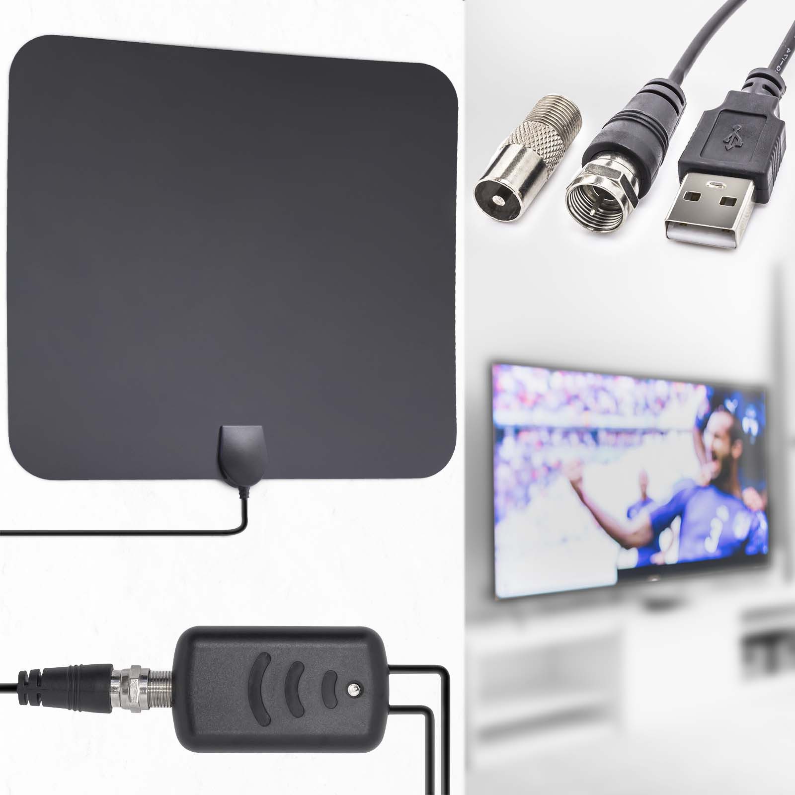 1080p Verstärker DVB-T/T2 Antenne Super Flachantenne USB Full HD TV Flachantenne