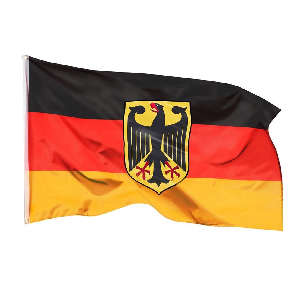 PHENO FLAGS Flagge Deutschland Flagge mit Adler 90 X 150 cm Deutsche Fahne (Hissflagge für Fahnenmast), Inkl. 2 Messing Ösen