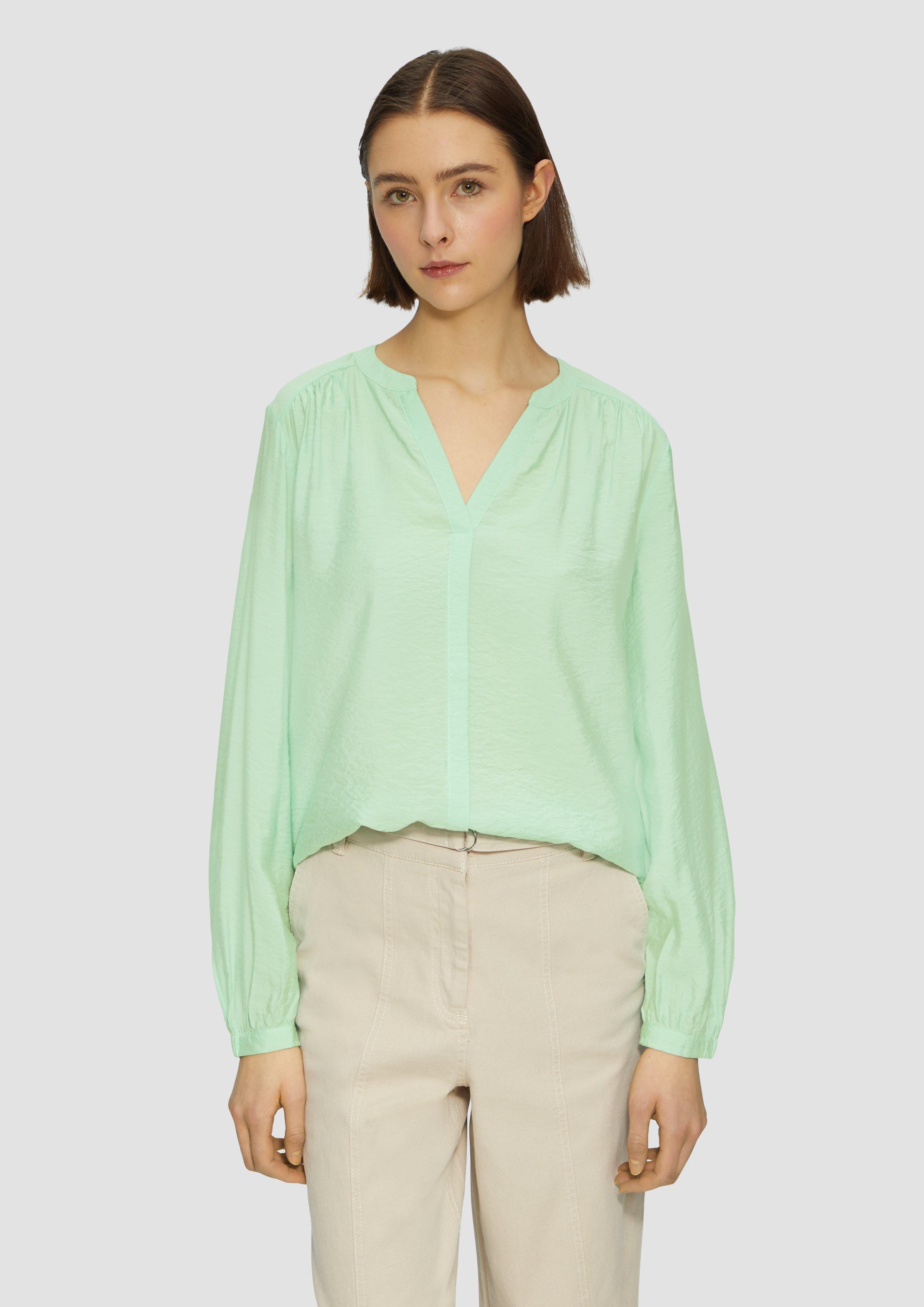 Langarmbluse Bluse aus Viskosemix mit Raffung