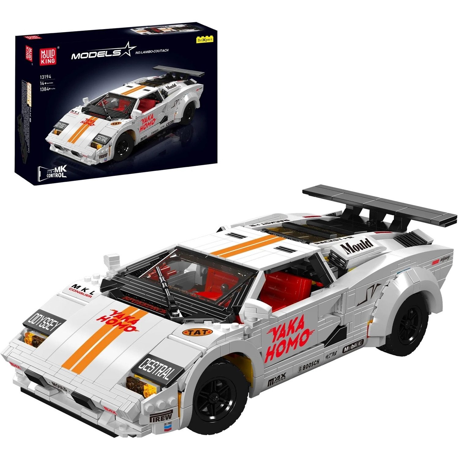 Mould King 13194 RC Sportwagen Lambo-Coutach weiß Konstruktionsspielsteine