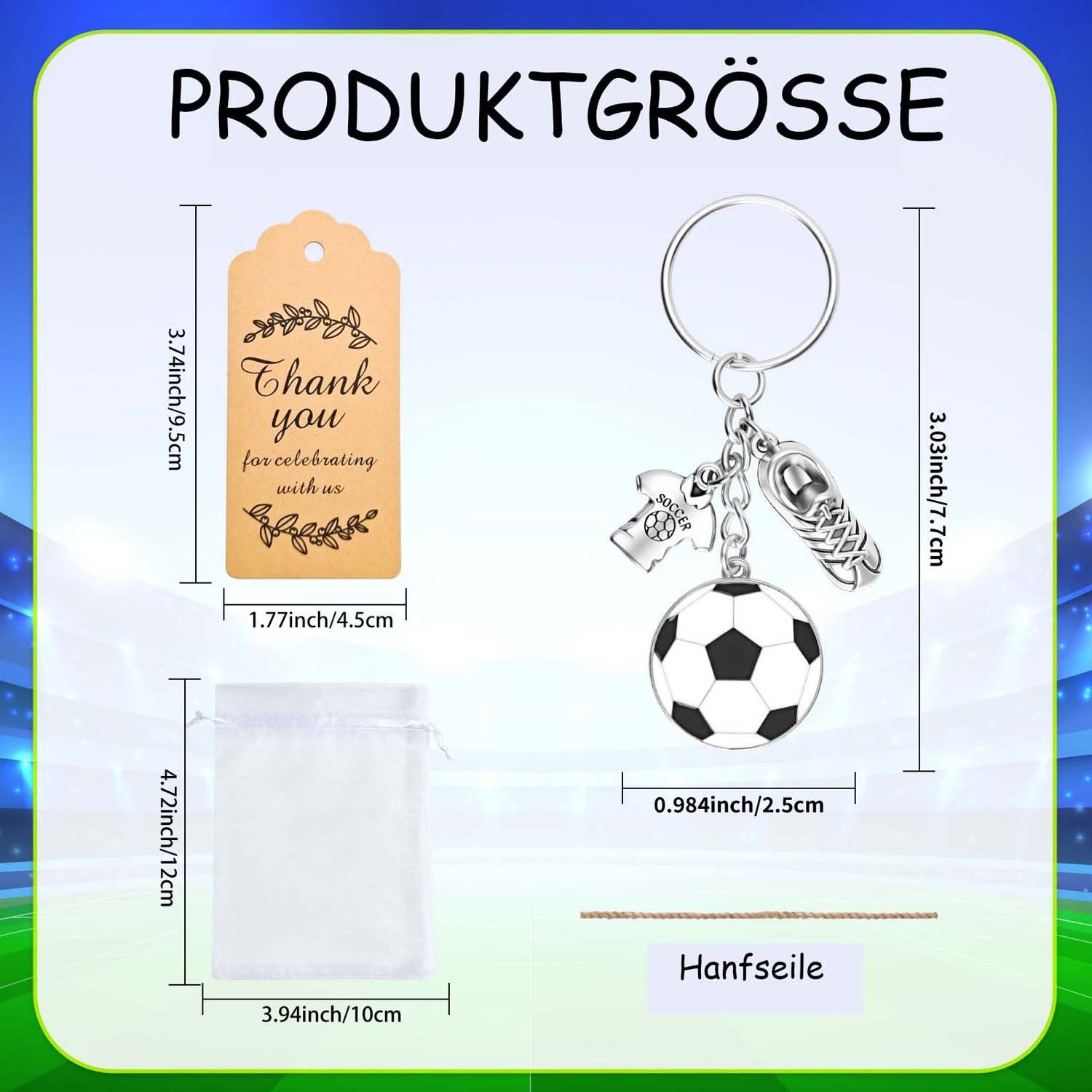 Bomiclss Schlüsselanhänger Fußball, Party Geschenk für Fußballfans & Schule,Kleinigkeiten – Bild 2 von 5