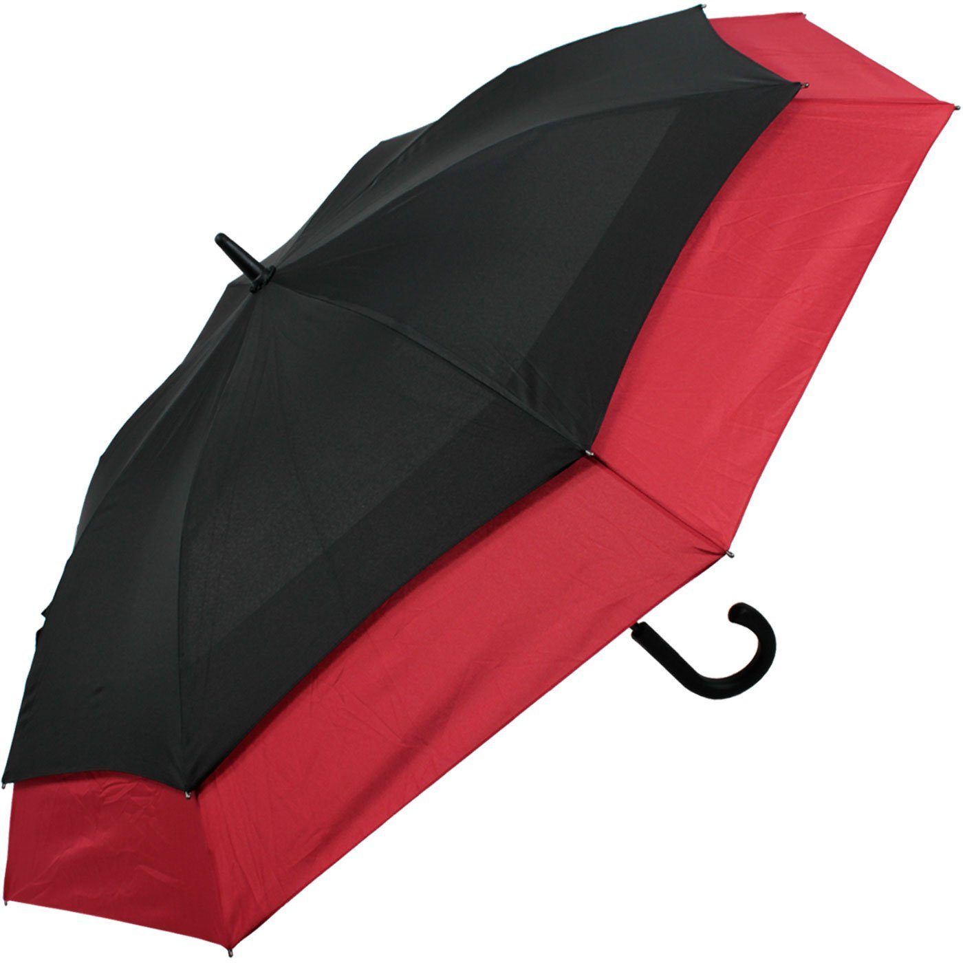 to mit XXL Schirm expandierender zweifarbig iX-brella Langregenschirm - schwarz-rot Automatik, Move