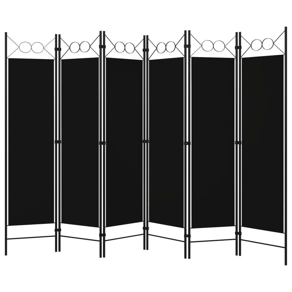vidaXL Raumteiler 6-tlg. Raumteiler Schwarz 240 günstig online kaufen