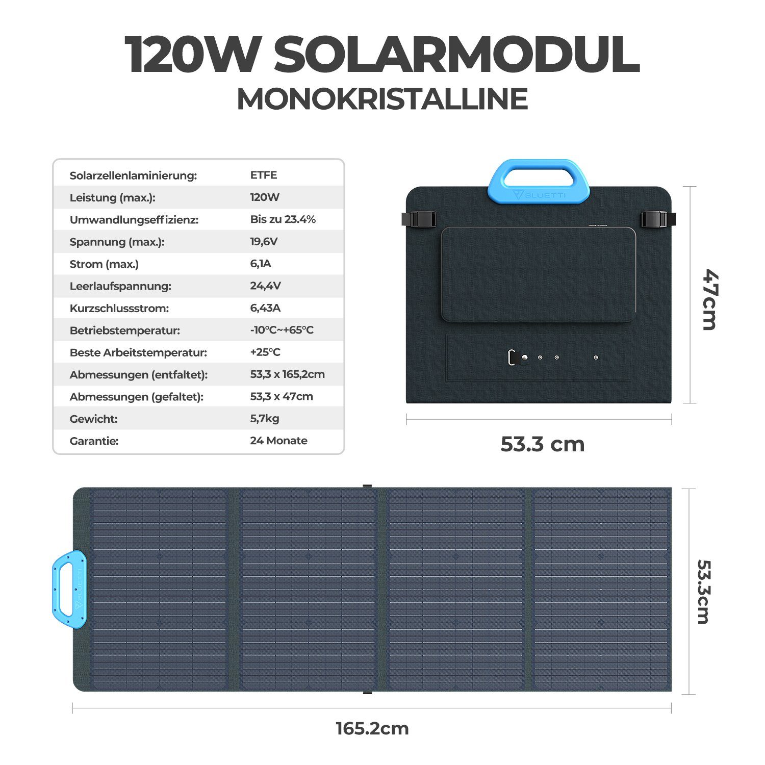 Tragbarer 120W) BLUETTI Station 1800W Power kit Solarpanel, (PV120 mit Stromerzeuger AC180