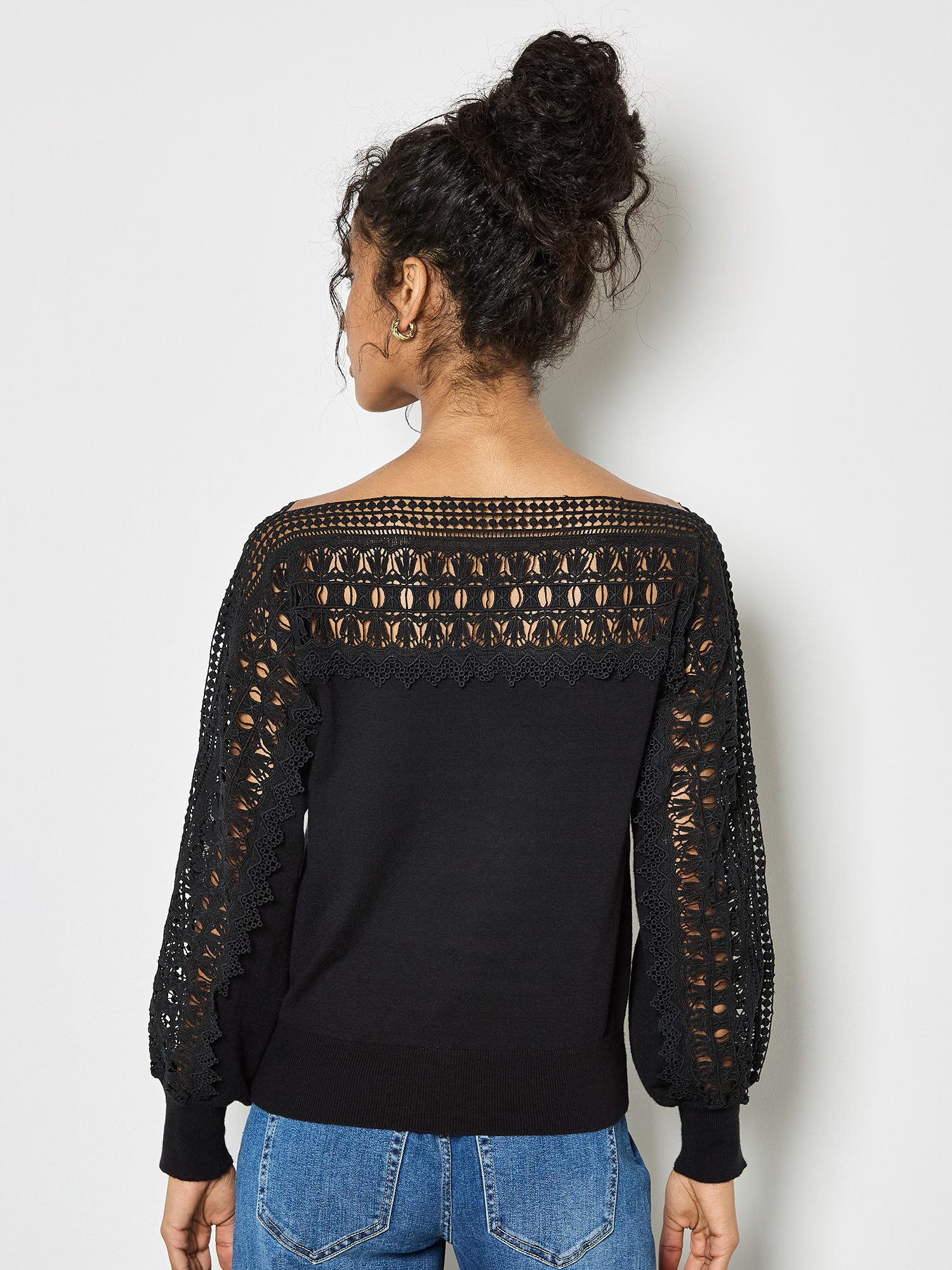 Apricot Strickpullover Spitzenpullver in unifarben