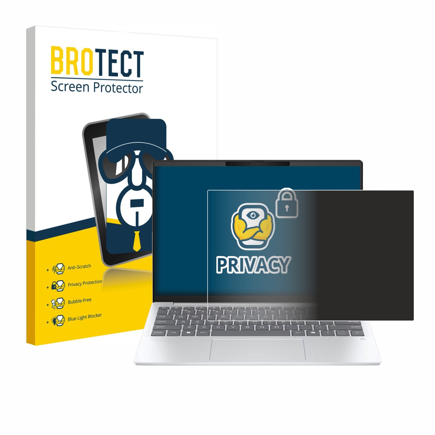BROTECT Displayschutzfolie Sichtschutzfolie für HP OmniBook 7 Aero 13, Anti-Spy Privacy Sichtschutz Blickschutzfolie Blaulicht-Schutz