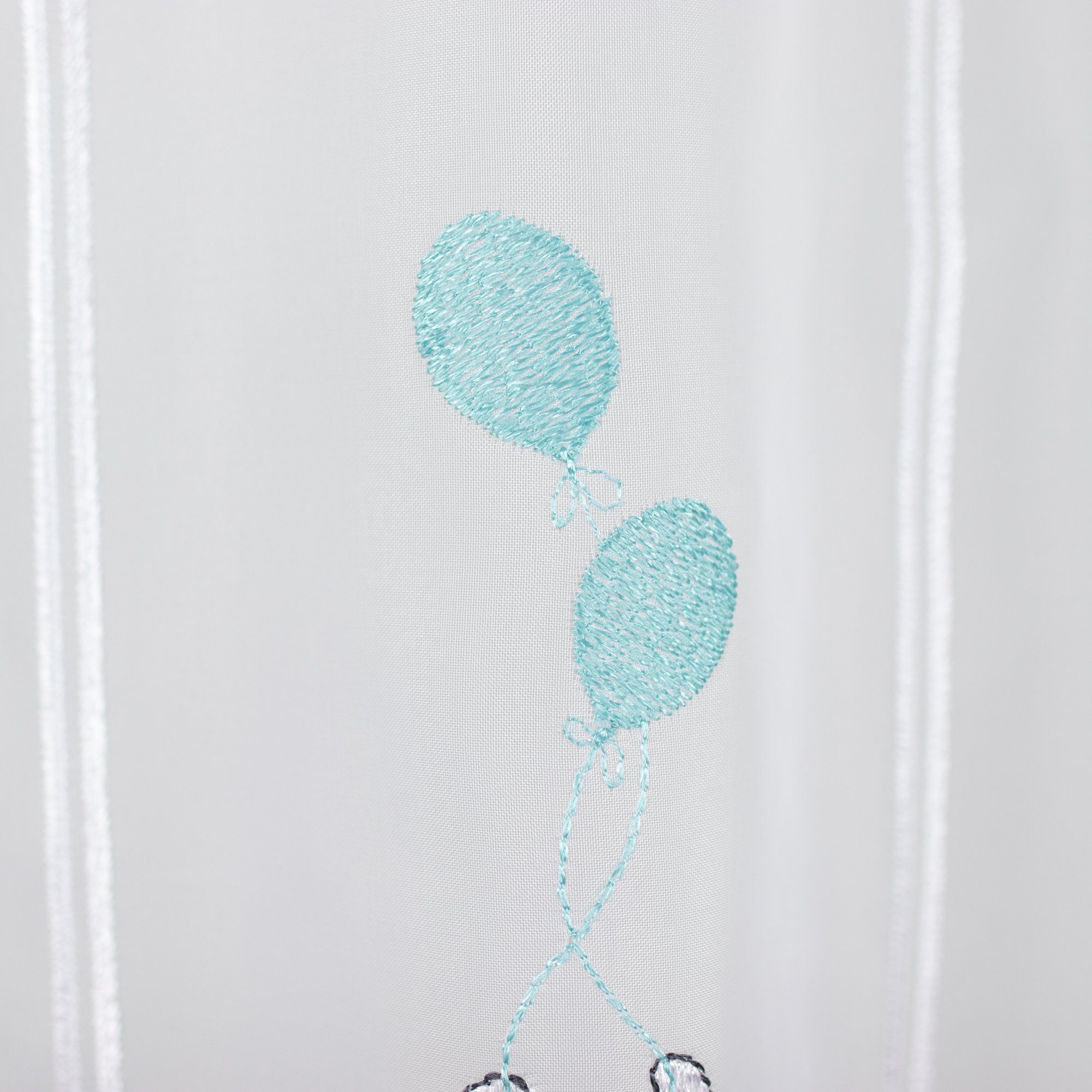 Kindergardine St), Weiß Kindergardine Bistrogardine (1 Hellblau Luftballons Elefant Scheibengardine halbtransparent, 45x160 Scheibengardine Kurzgardine EXPERIENCE, Ella Durchzuglöcher cm,
