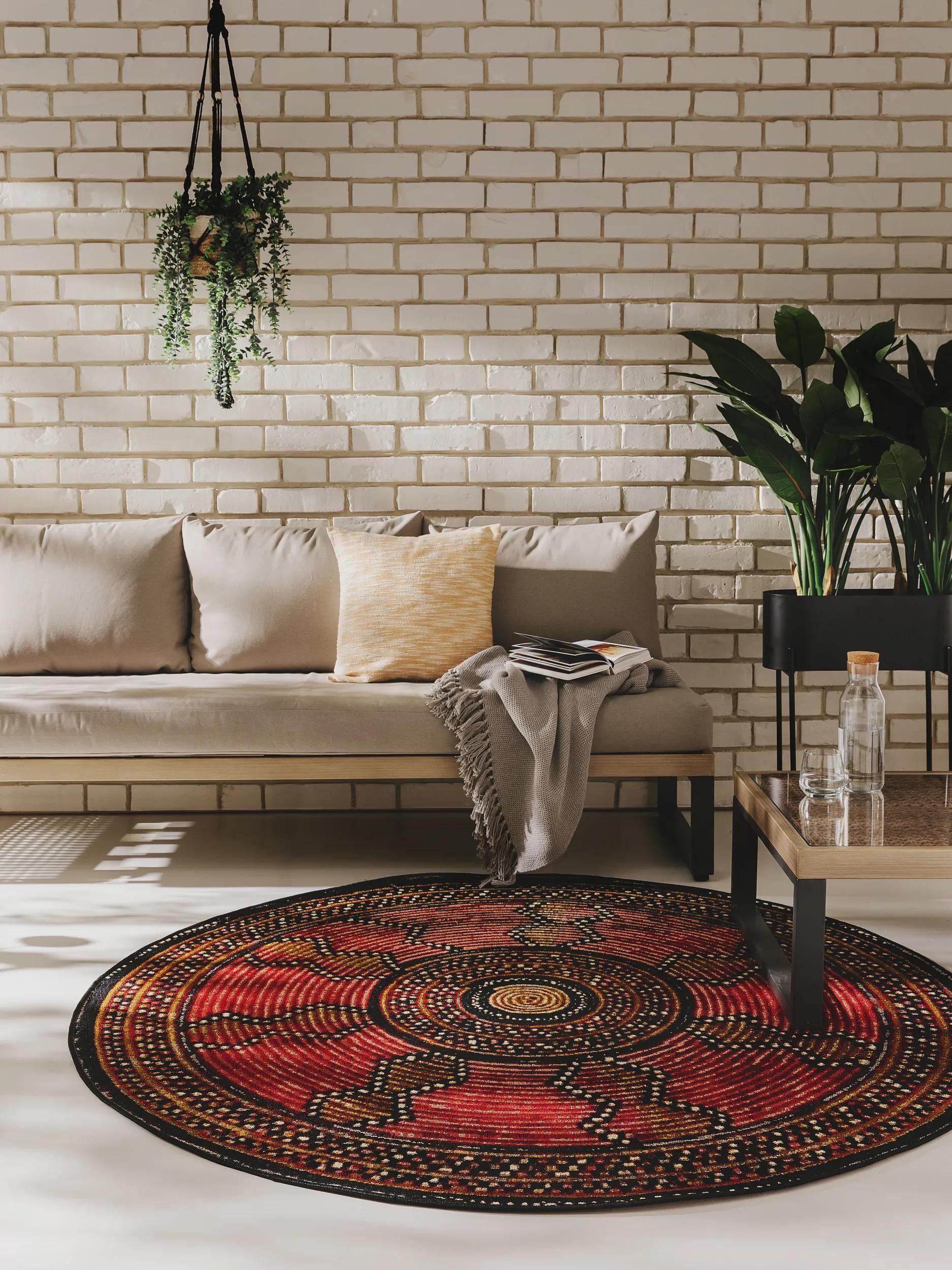 benuta Outdoorteppich Artis, rund, Höhe: 5 mm, In- & Outdoorteppich, Pflegeleicht für Garten, Terrasse, Balkon, Küche