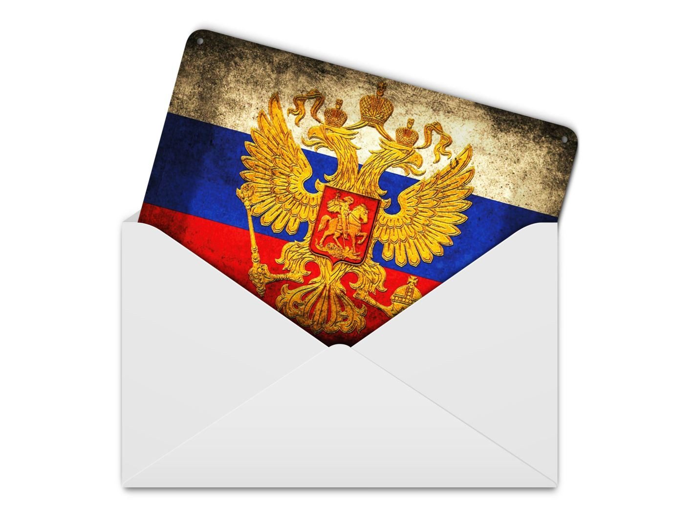 Femer GmbH Postkarte Flagge 14x10 cm Russland Fahne Wappen, unfrankiert
