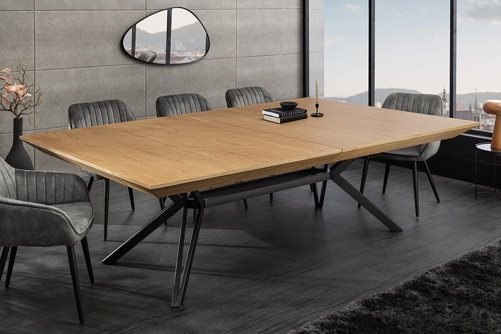 riess-ambiente Esstisch GIANT 200-320cm natur/schwarz - Eiche, Metall, ausziehbar, 14 Personen (Einzelartikel, 1-St), verlängerbarer Konferenztisch - ideal für große Wohn- und Essbereiche