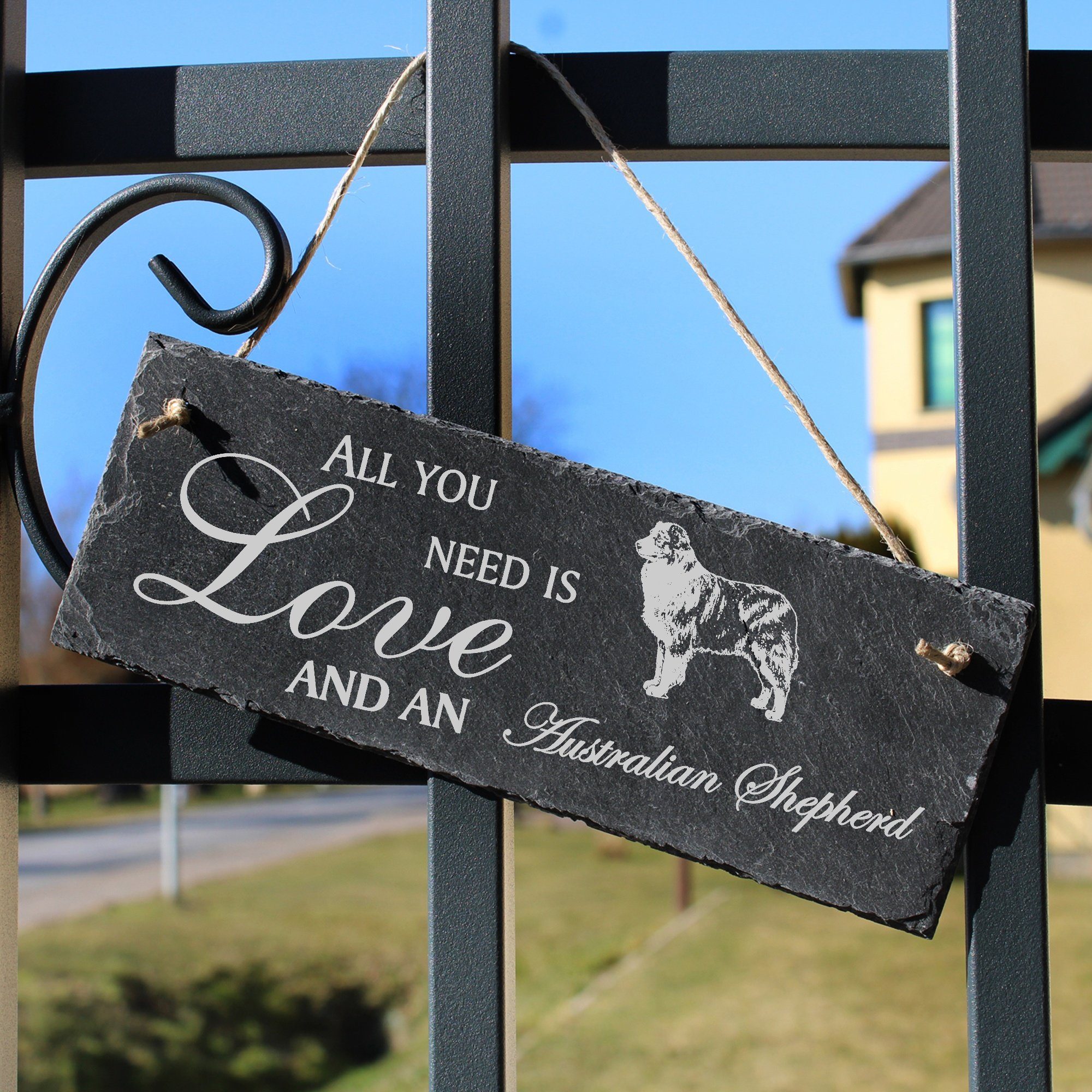 Dekolando Hängedekoration Australian Shepherd 22x8cm All you need is Love and an Australian She – Bild 3 von 5