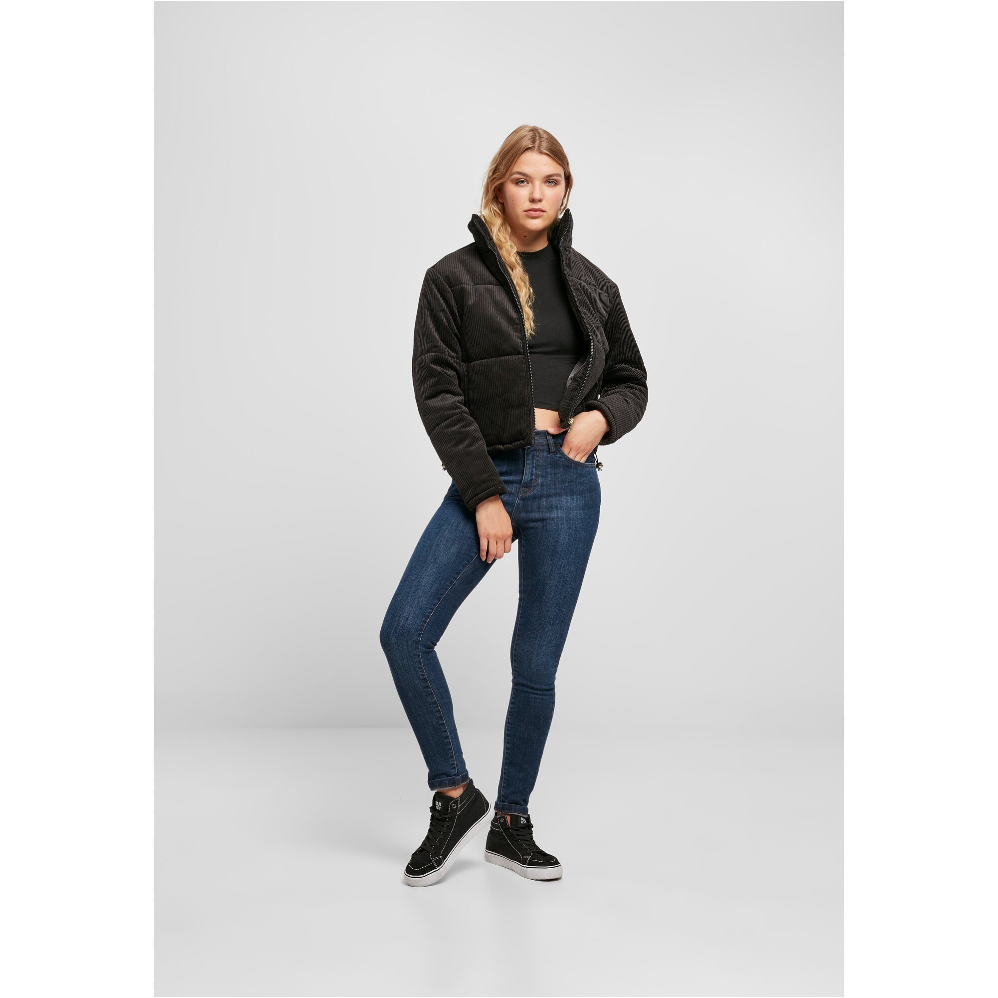 Winterjacke Jacket Puffer (1-St) CLASSICS Corduroy Damen URBAN Ladies black