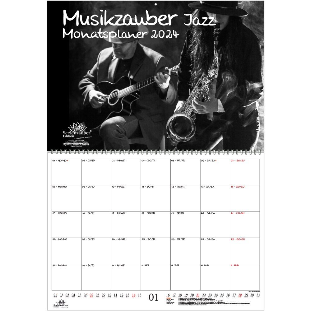 Seelenzauber Wandkalender Musikzauber Jazz Planer DIN A2 Kalender für 