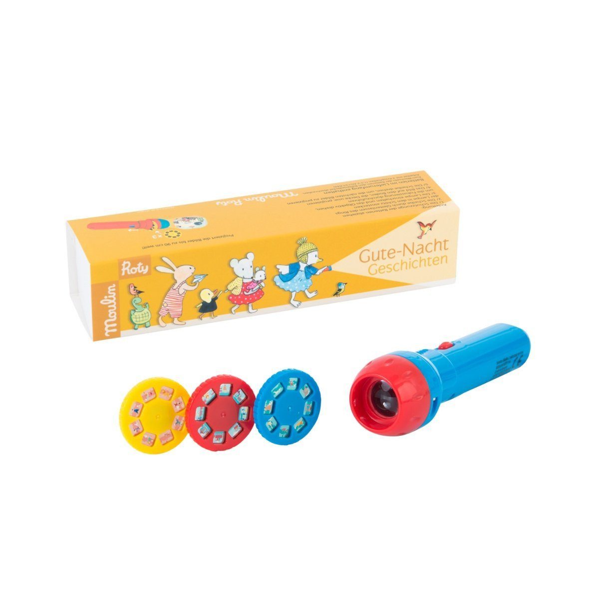 Moulin Roty Projektionslampe Taschenlampe mit Geschichten für Kinder, LED fest integriert