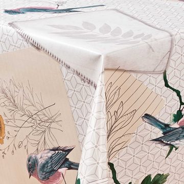 laro Tischdecke Wachstuch-Tischdecken Abwaschbar Vogel. Blumen. grün rechteckig