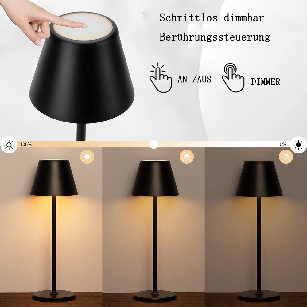 Dimmbare Tischlampe Akku LED LED GelldG Metall Tischleuchte Kabellos aus Schreibtischlampe Touch