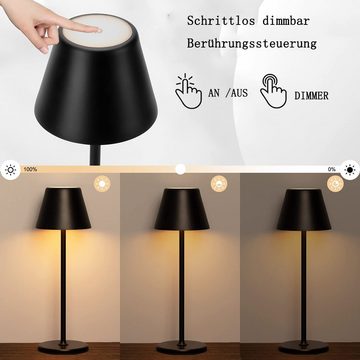 GelldG LED Schreibtischlampe LED Akku Tischlampe aus Metall Dimmbare Kabellos Touch Tischleuchte